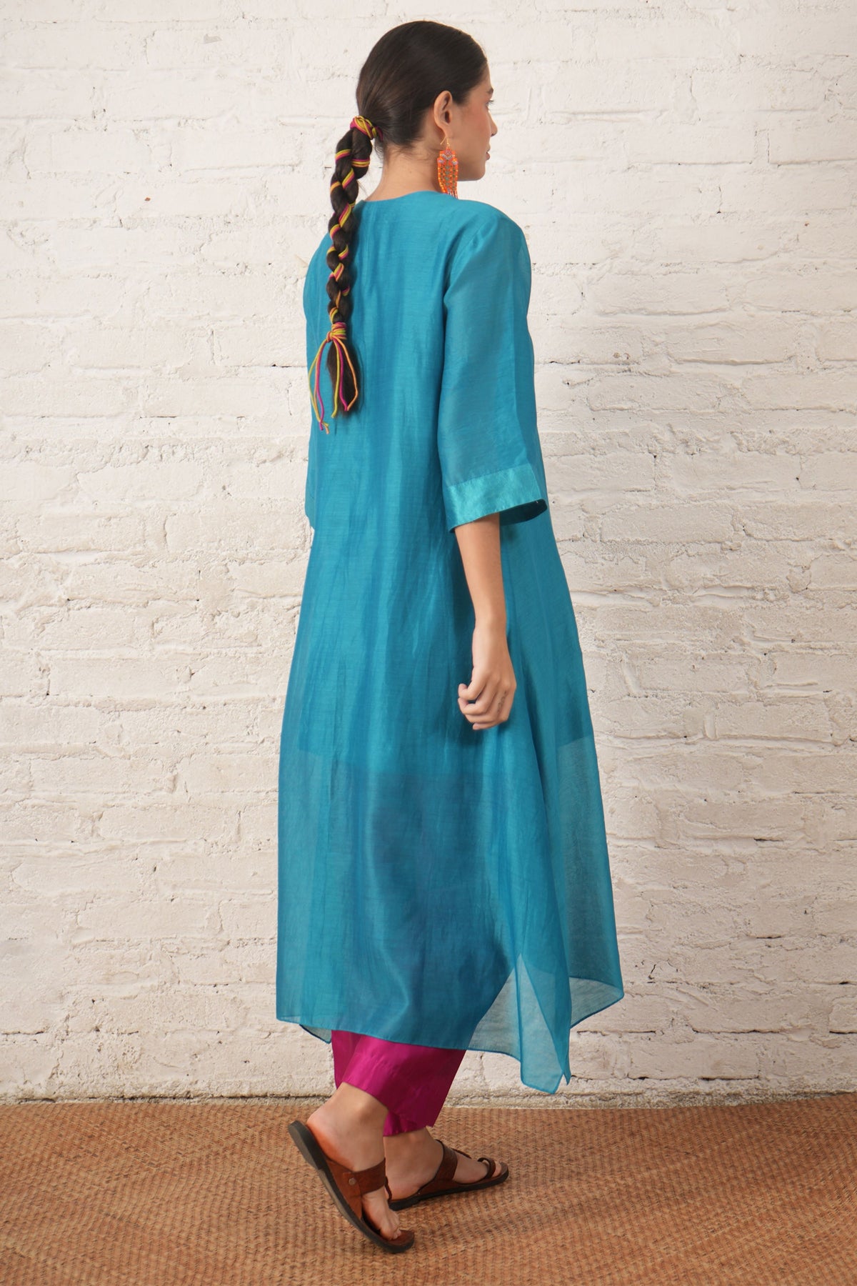 Teal Silk Tunic Set