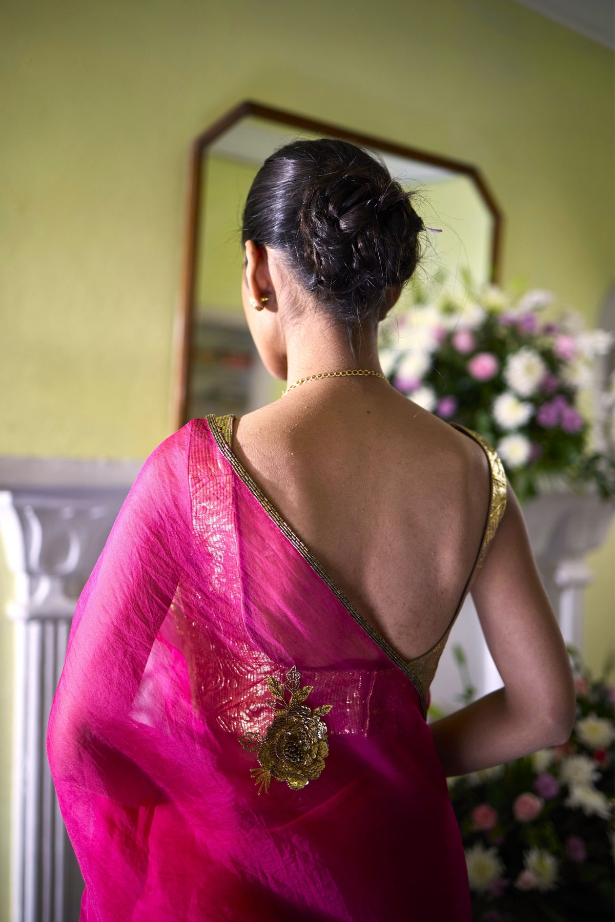 Pink Gold Saree Set