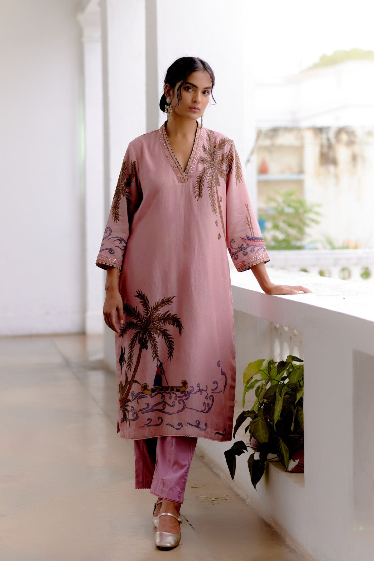 Rose Malabar Waves Kurta Set