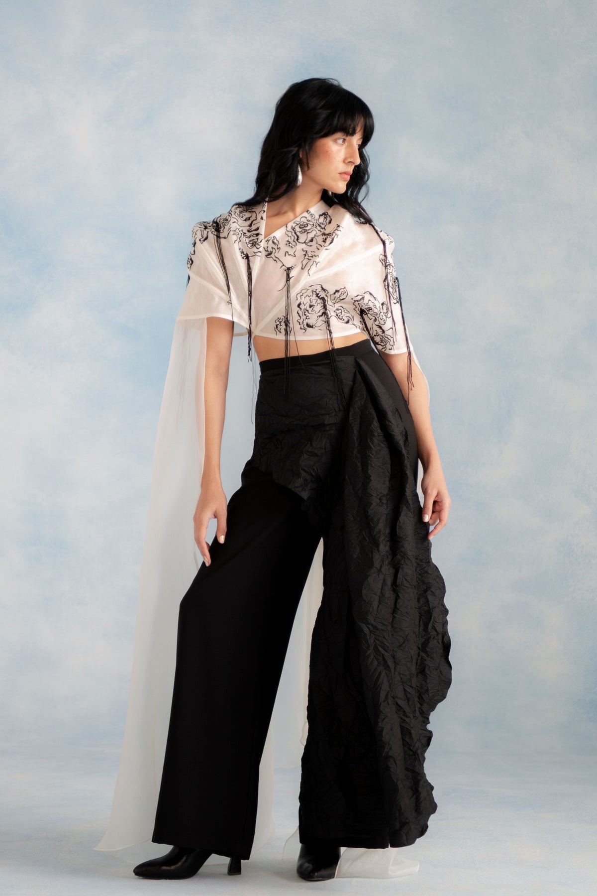 Organza Cape with Drape Pants