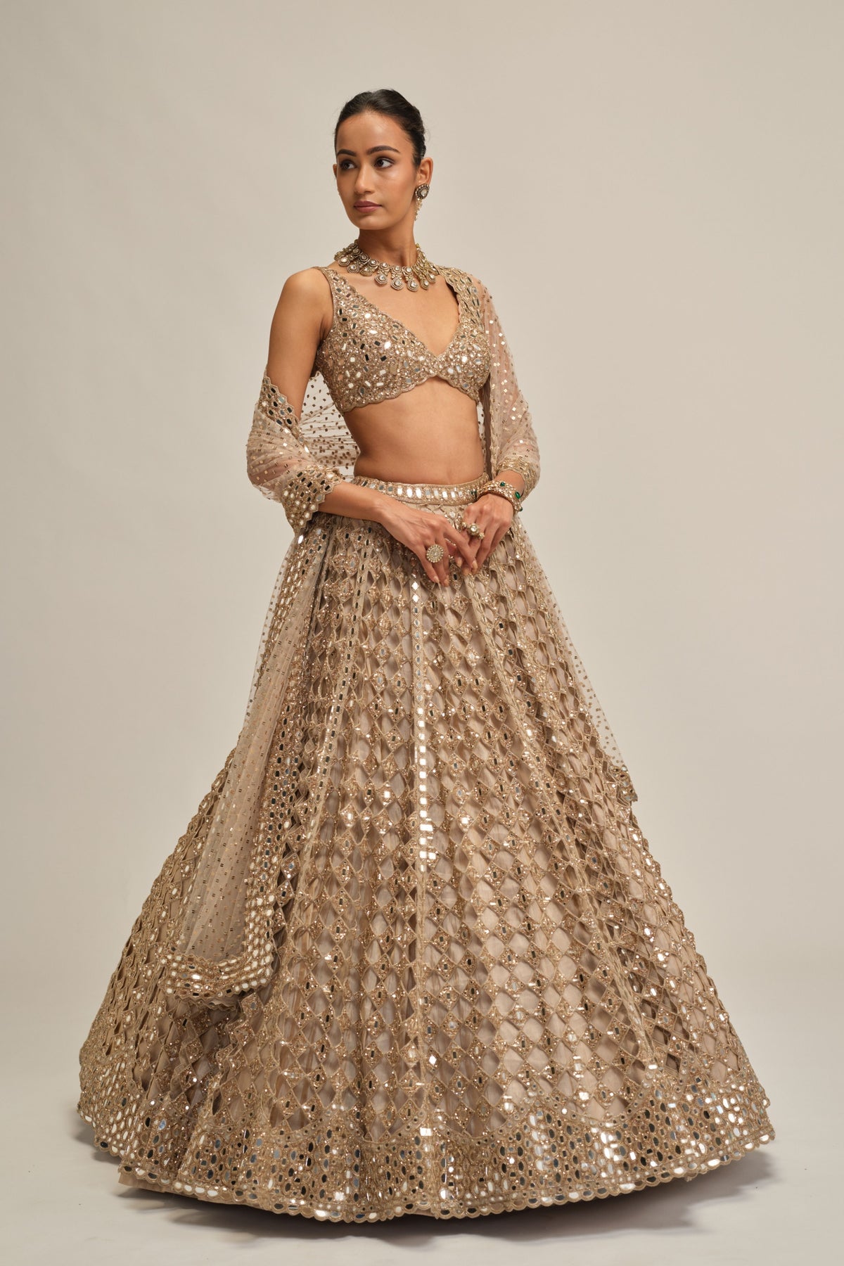 Beige Diamond Lehenga Set