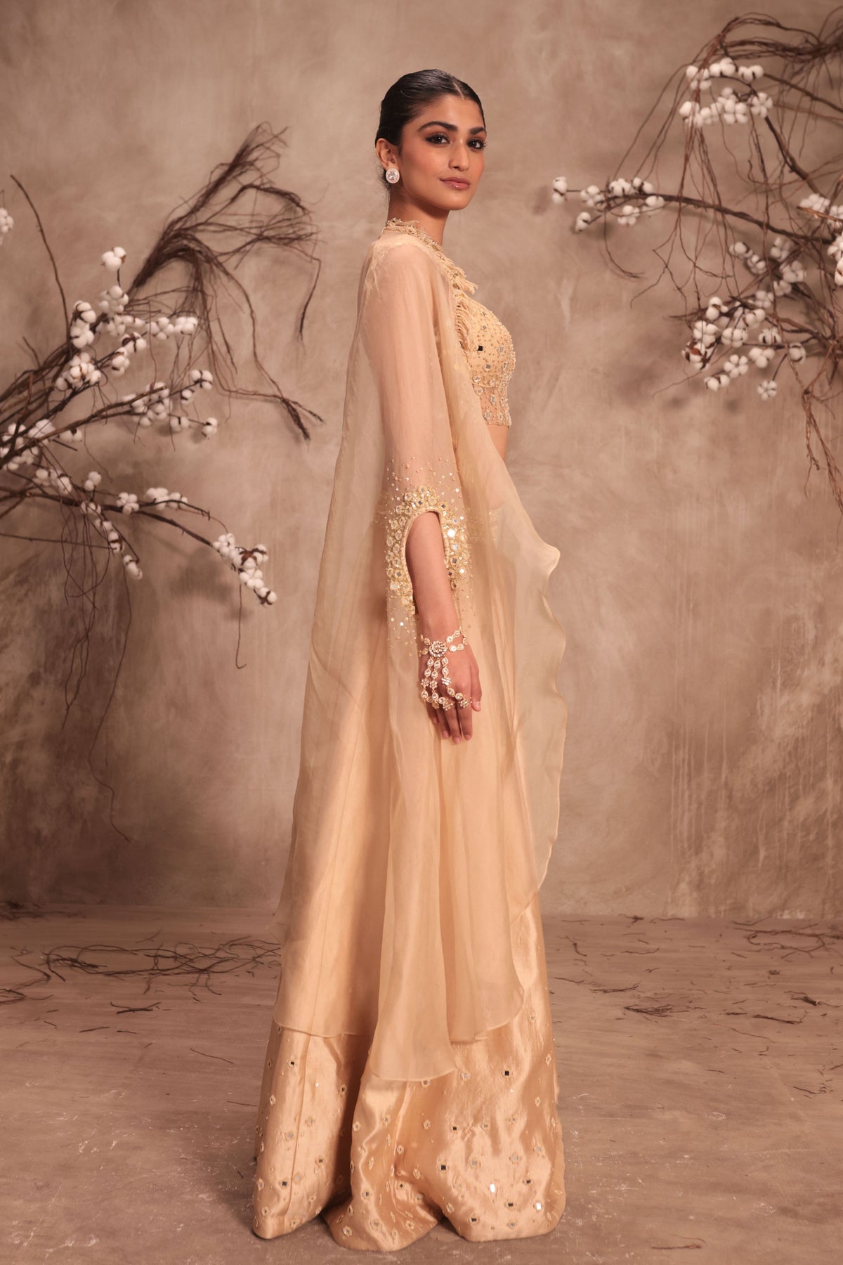 Ivory Cape Lehenga Set