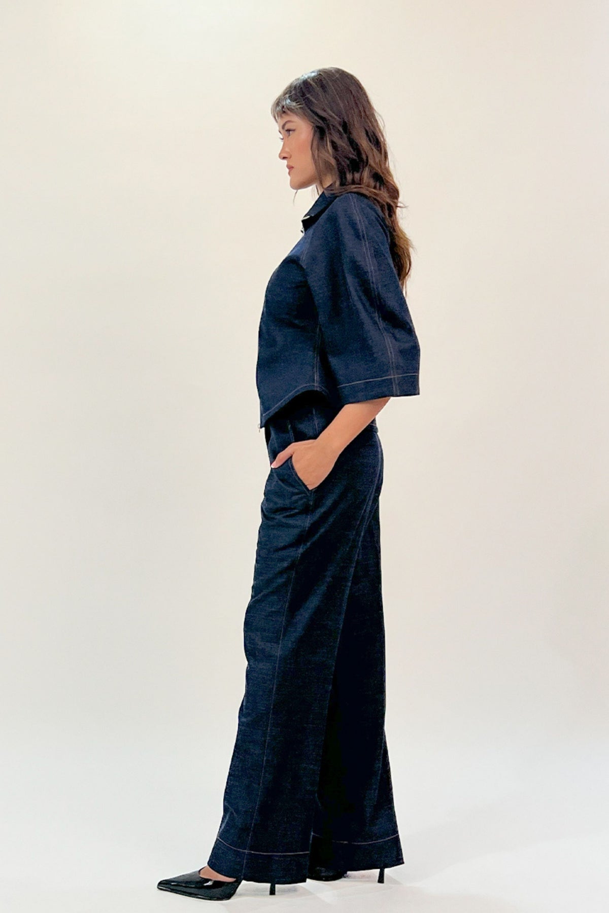 Flared Denim Pants