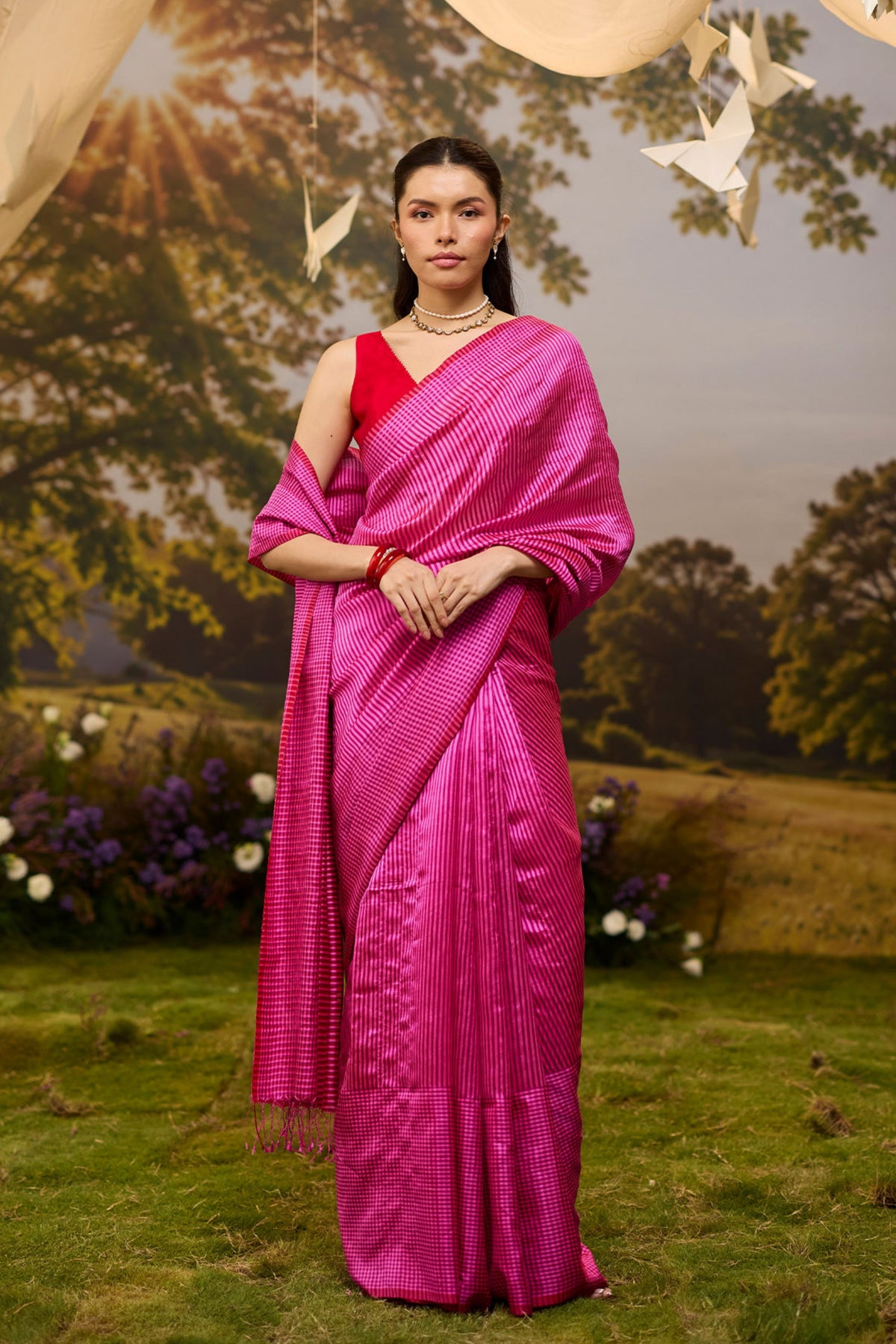 Rhythm n Rhyme Pink Saree