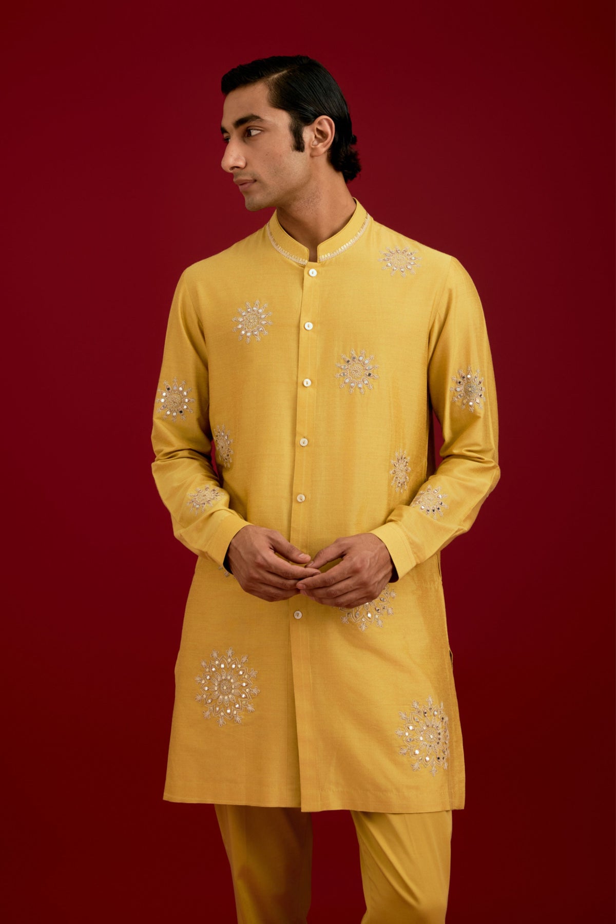 Mustard Cotton Kurta Set
