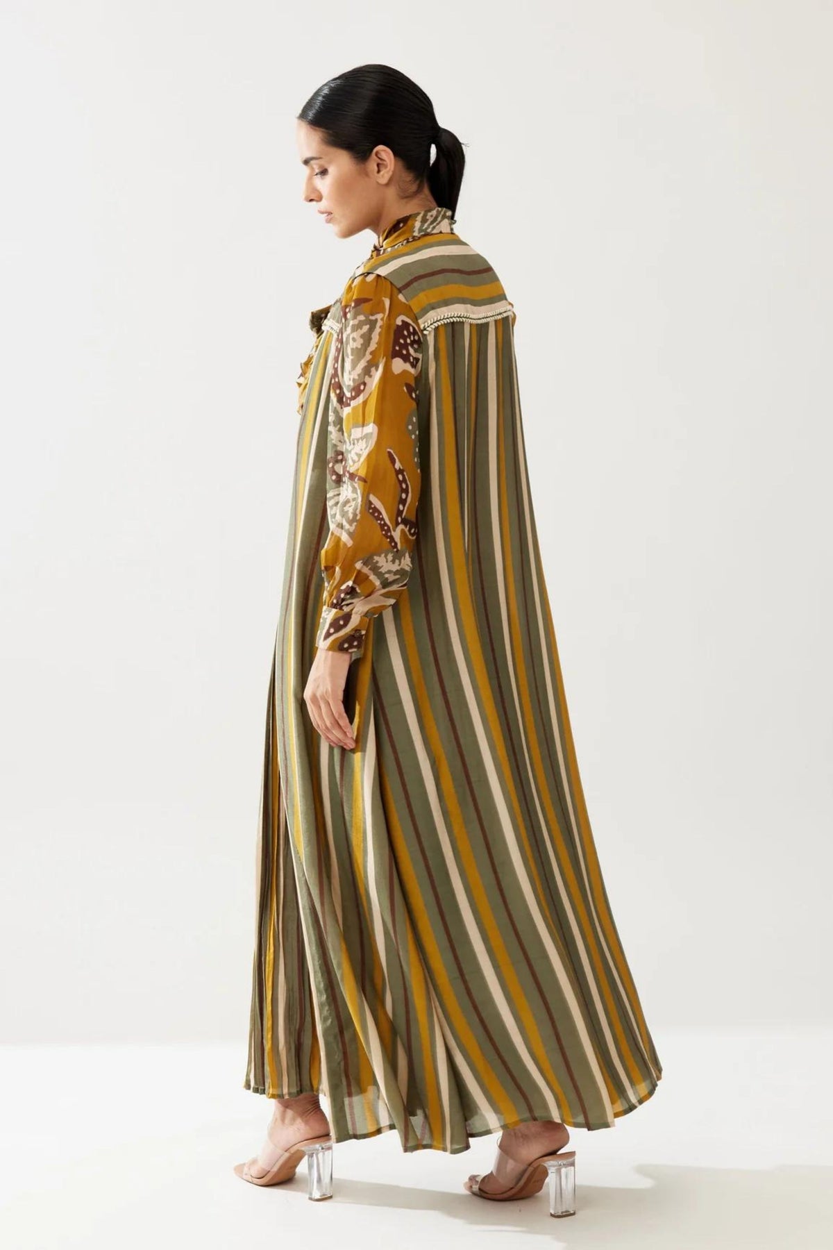 Mustard And Olive Stripe Cape