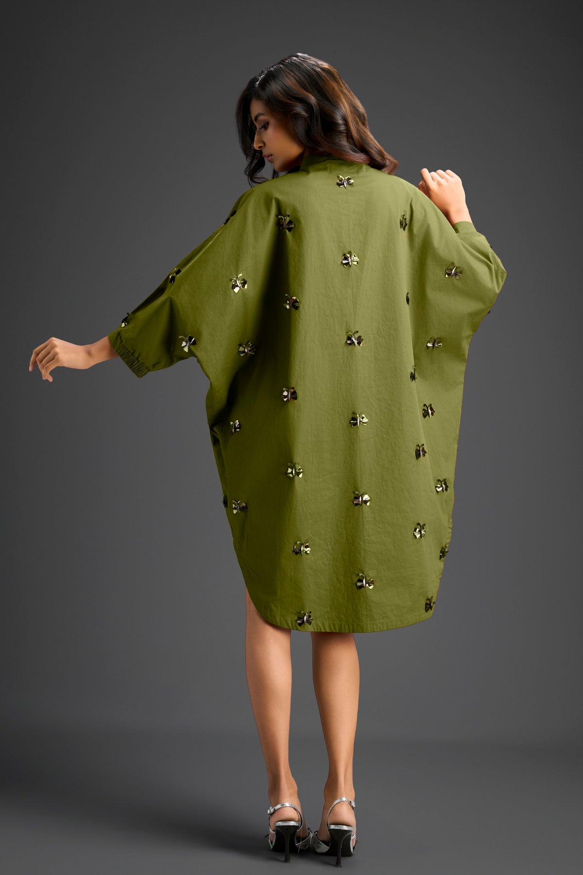 Green Oversized Cotton Shirt Dress