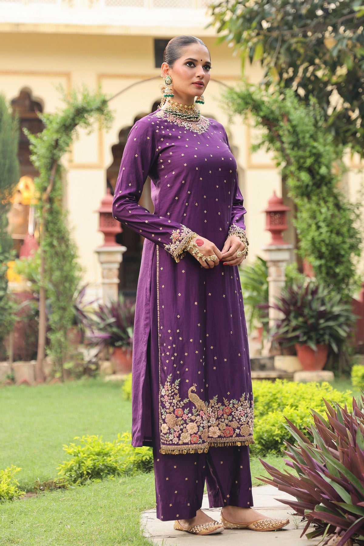 Ahista Purple Applique Kurta Set