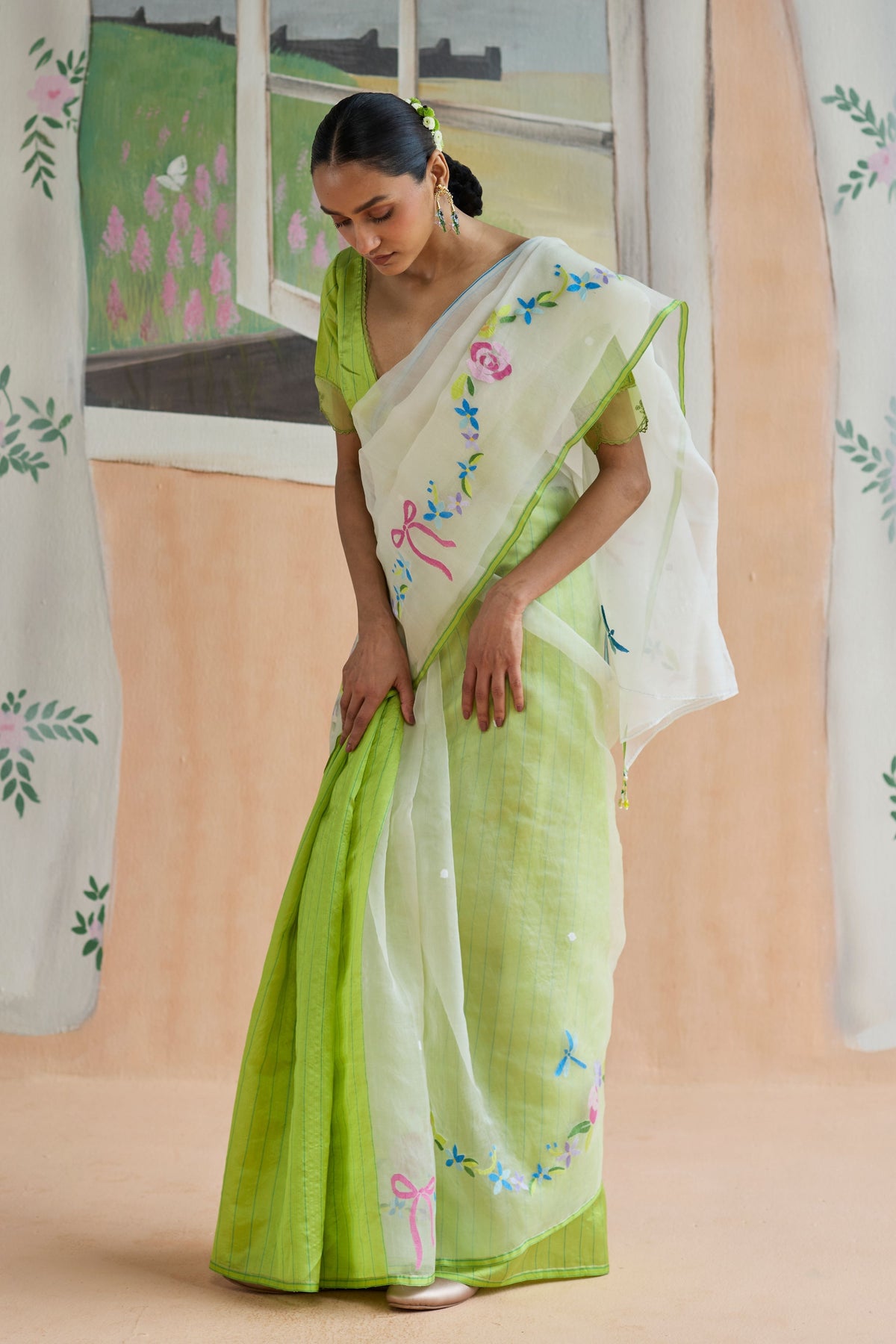 Garland Jamdani Sari