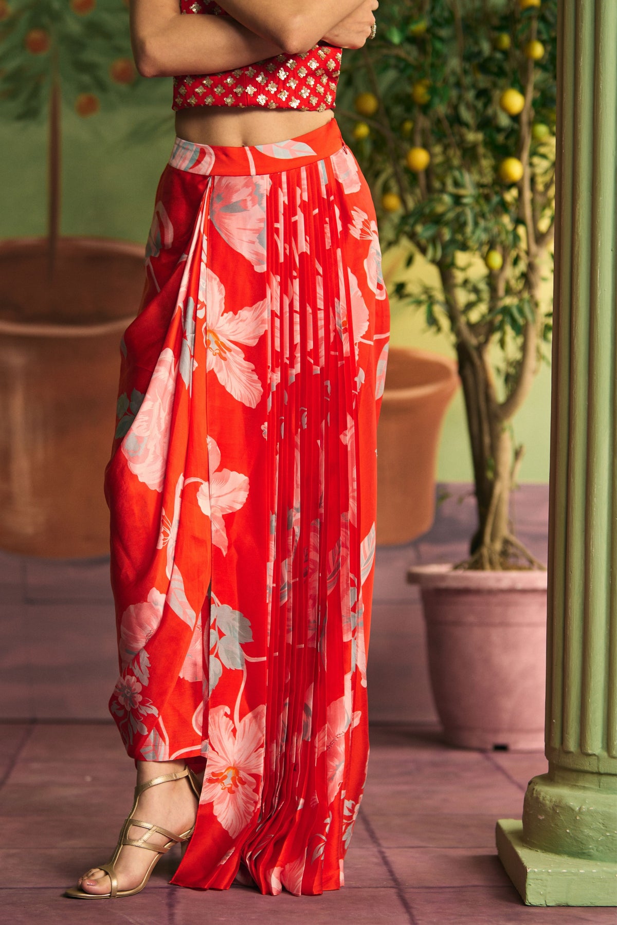 Crimson Garden Skirt Set