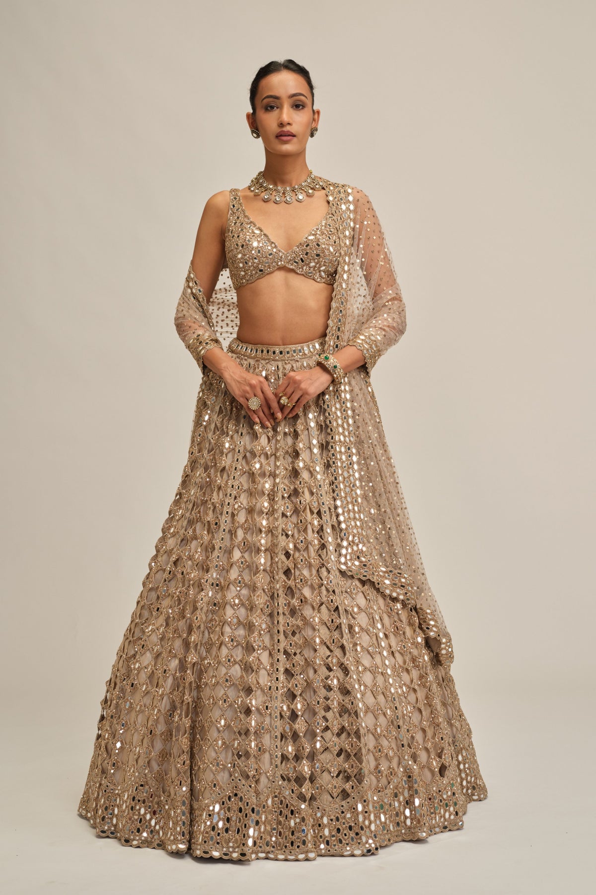 Beige Diamond Lehenga Set
