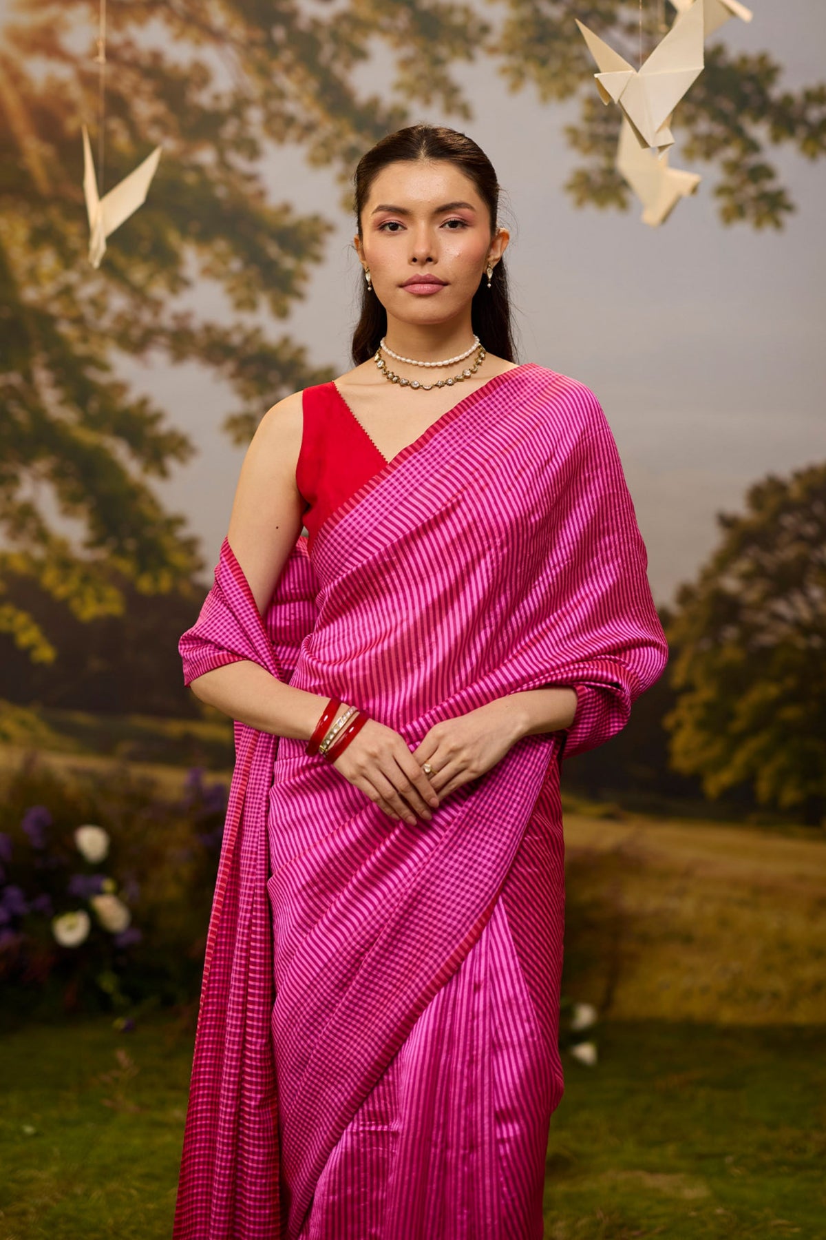Rhythm n Rhyme Pink Saree