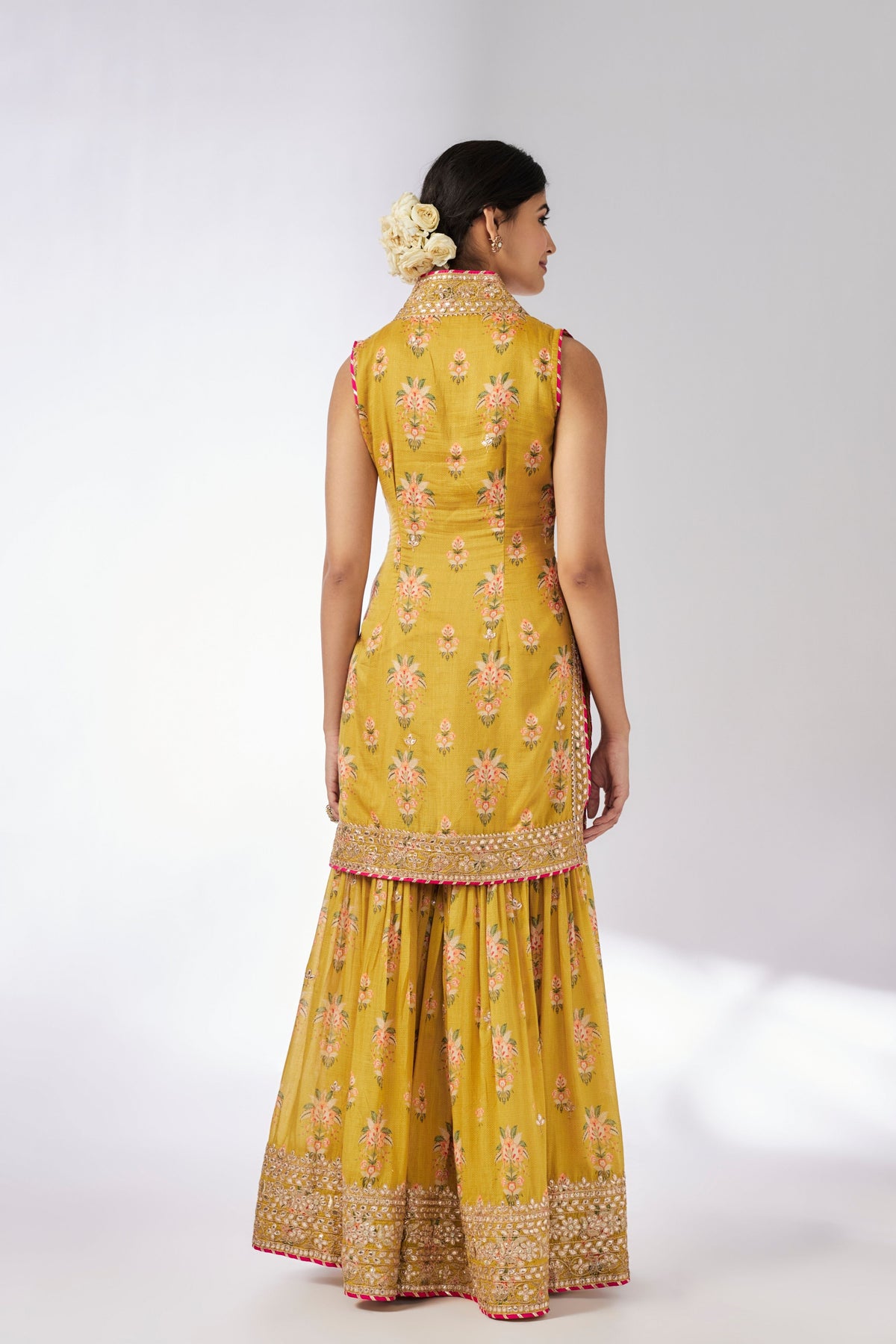 Mustard Dhriti Sleeveless Sharara Set