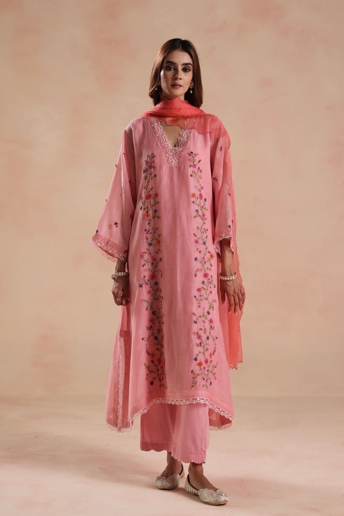 Evara Peach Kurta Set