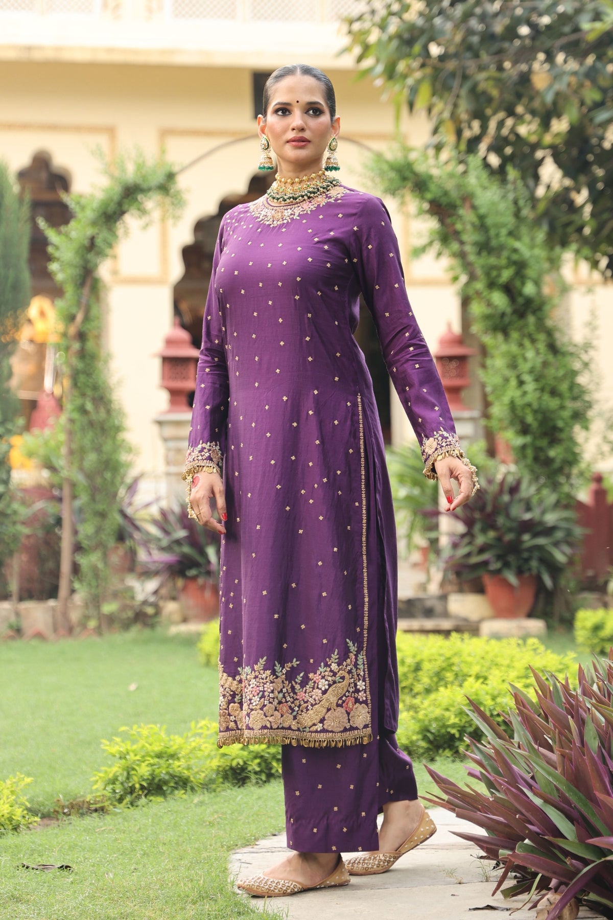 Ahista Purple Applique Kurta Set
