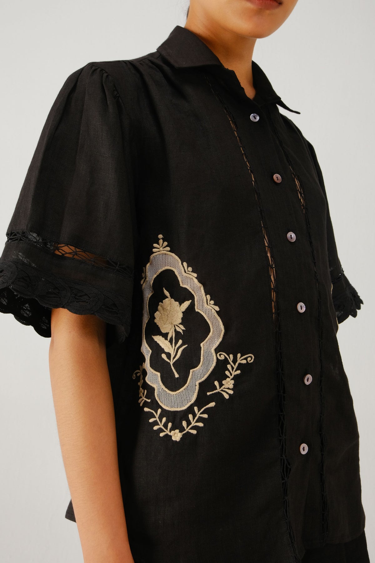 Black Linen Victorian Set