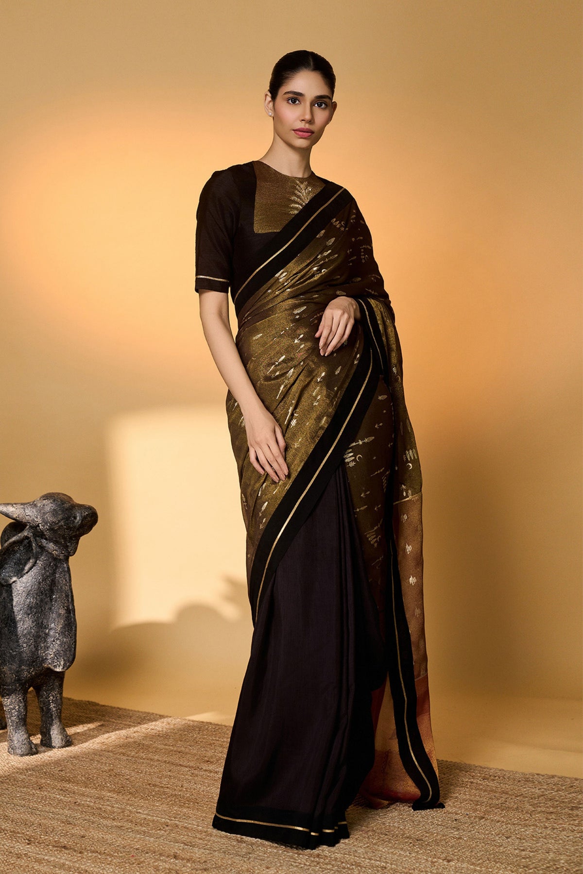 Midnight Amber Saree