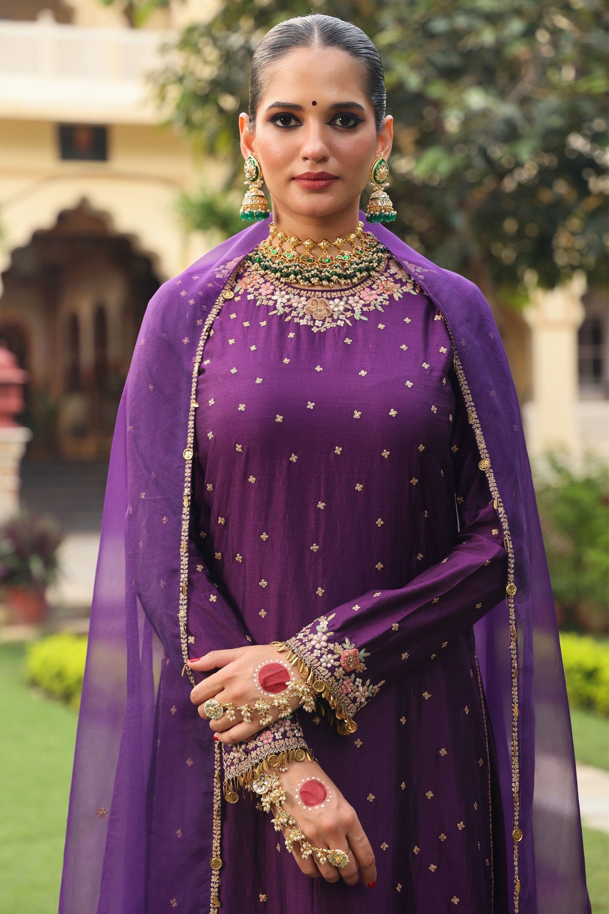 Ahista Purple Applique Kurta Set