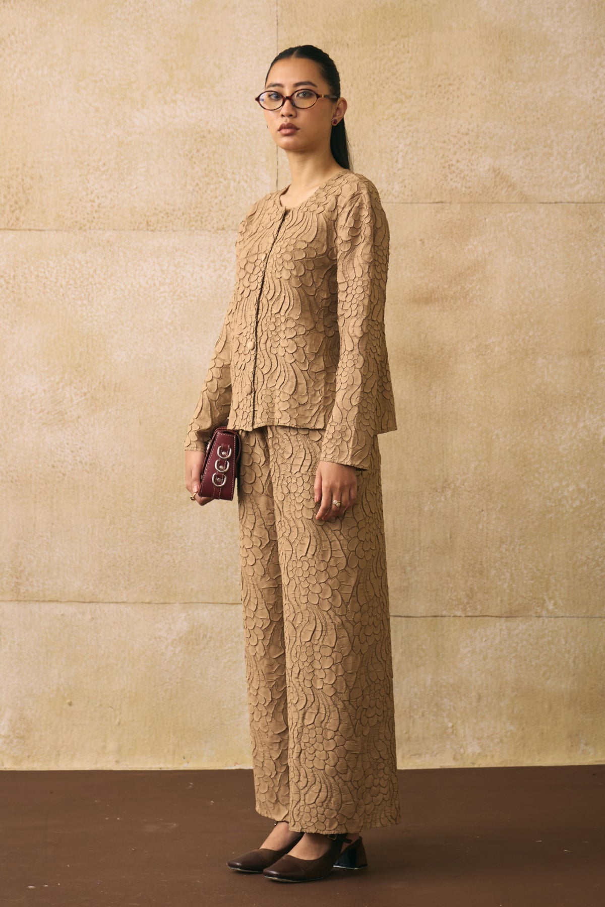 Beige Elnia Co-ord Set