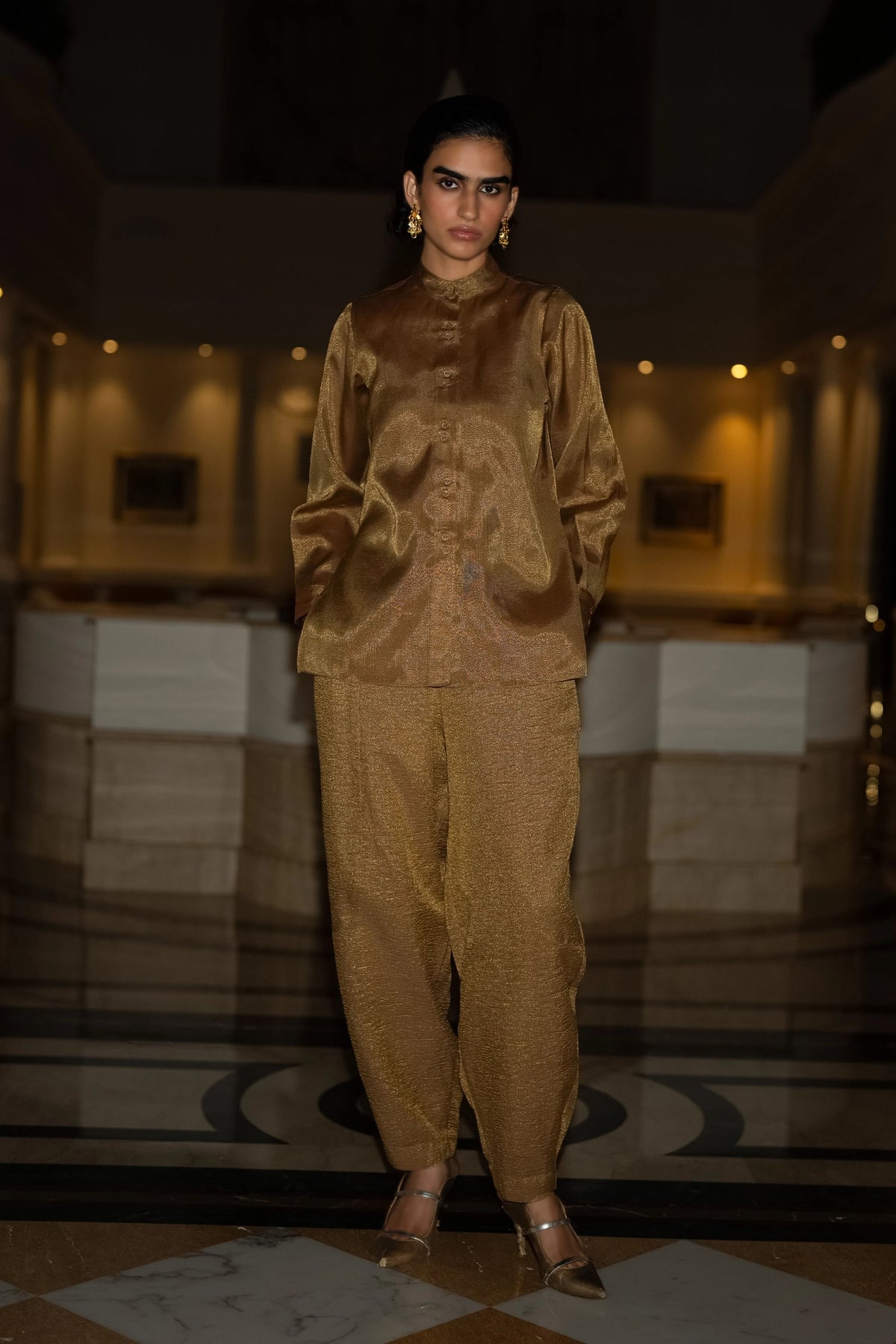 Benares Tissue Metallic Shirt