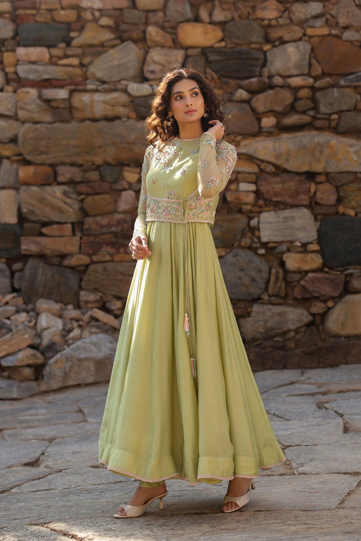 Vaayu Green Koti Anarkali Set