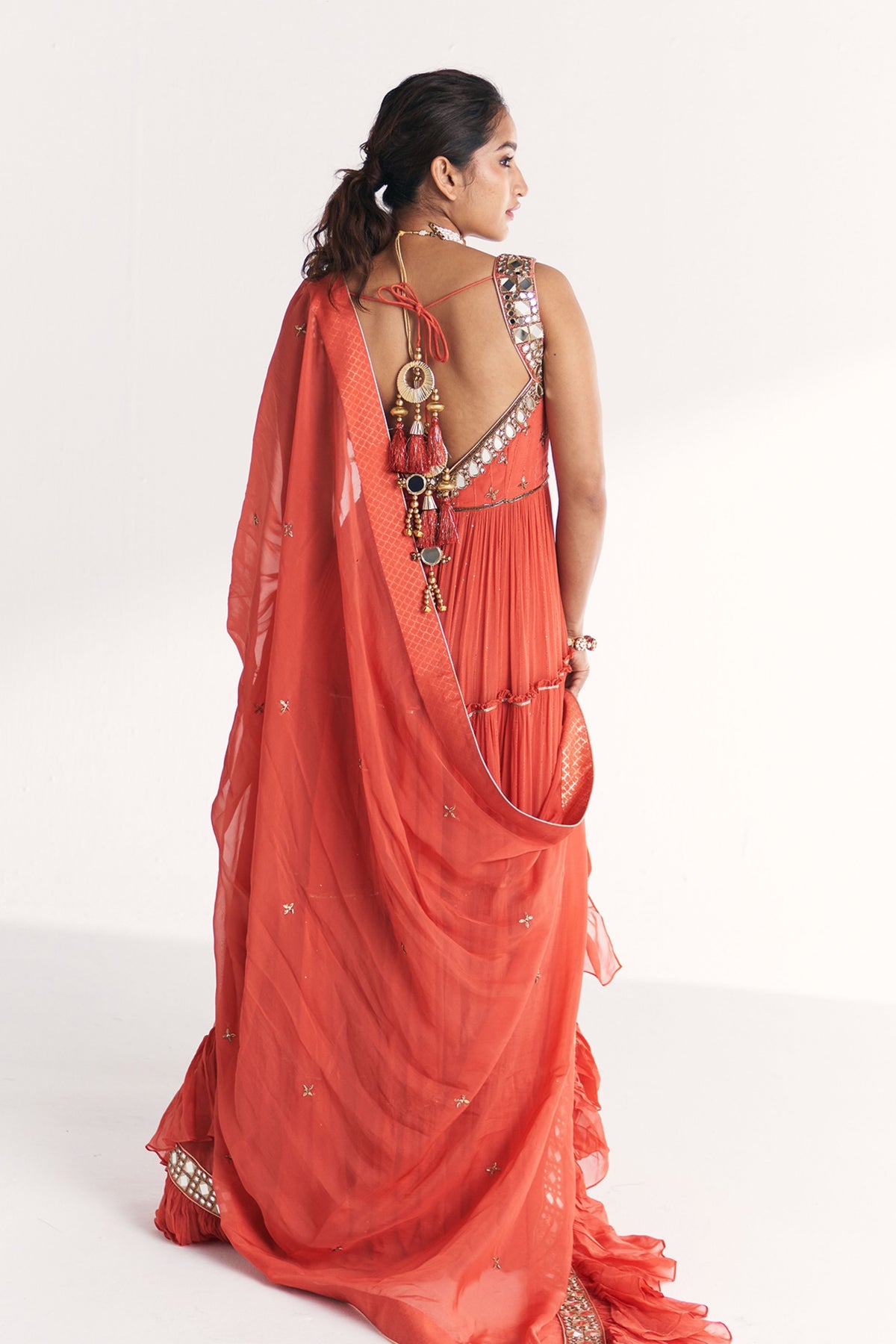 Safar Tangerine Anarkali