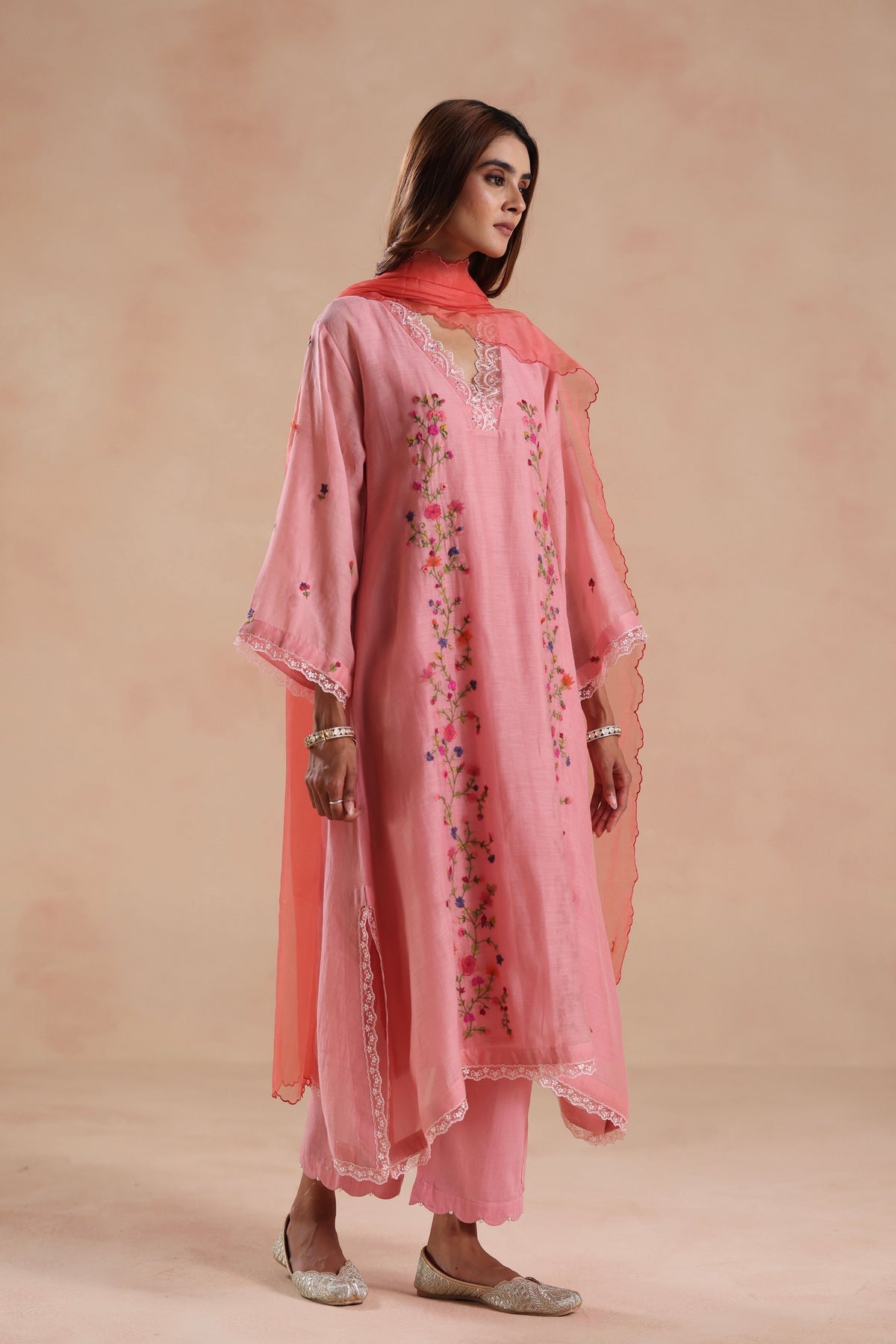 Evara Peach Kurta Set