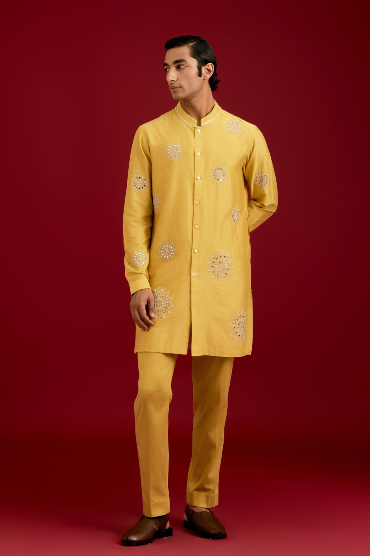 Mustard Cotton Kurta Set