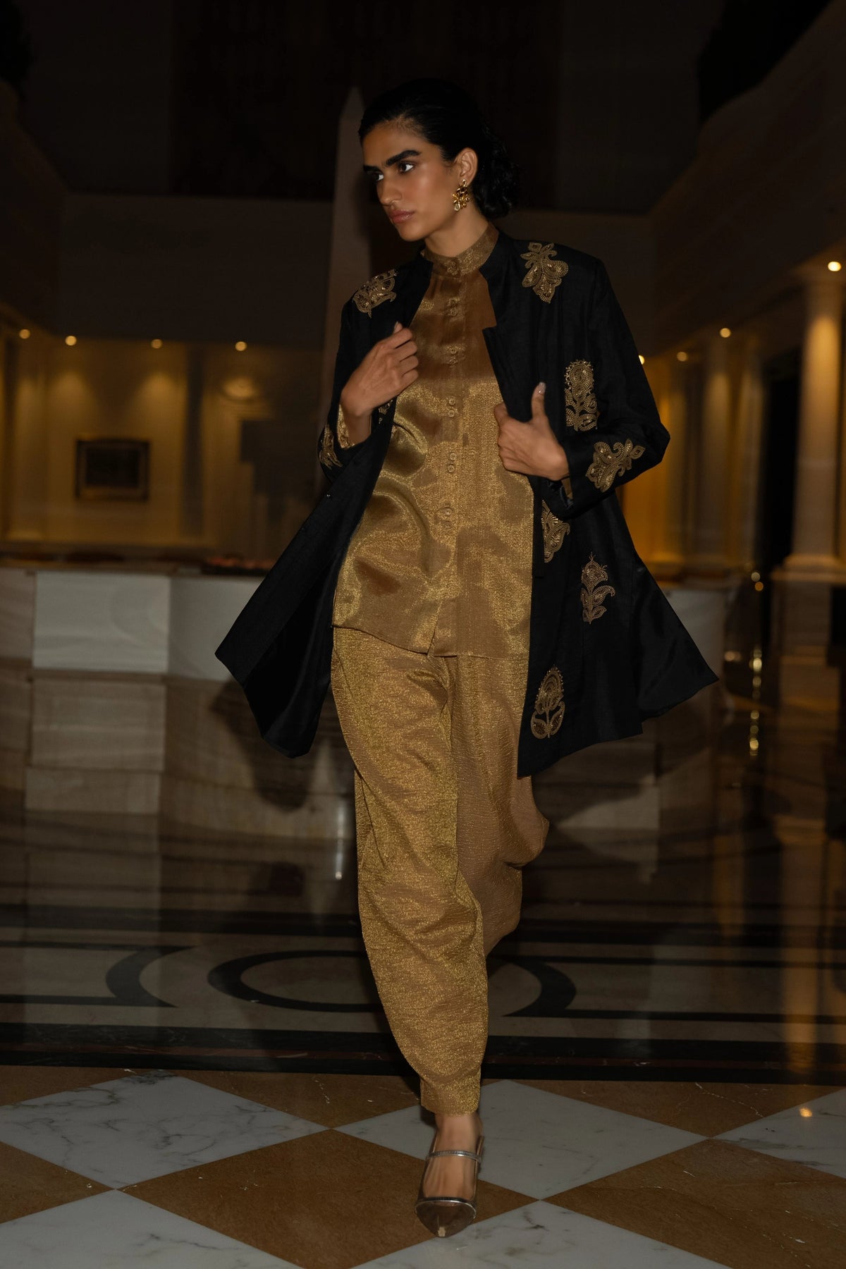 Crinkled Benares Pants