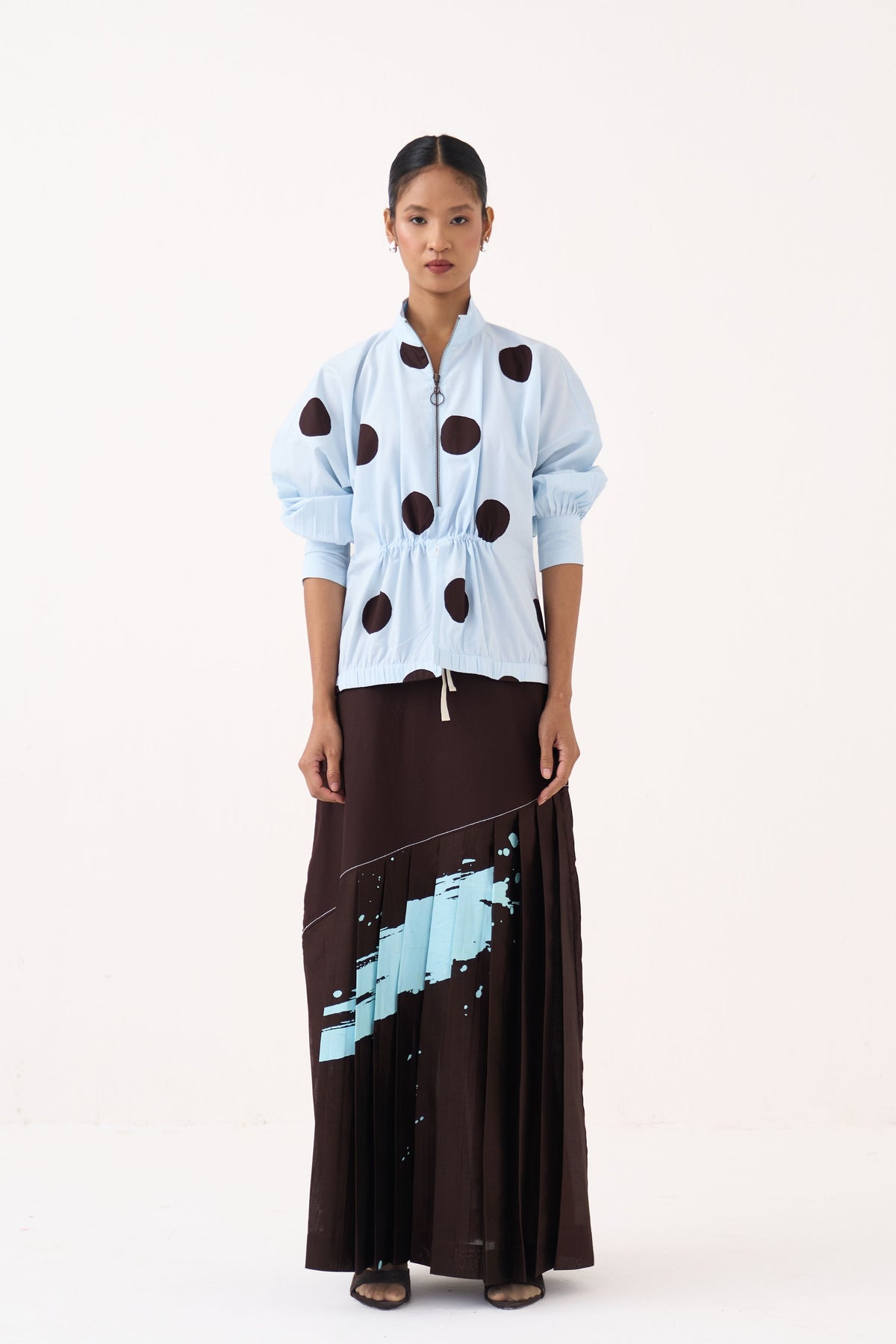 Splash Print Pleated Skirt