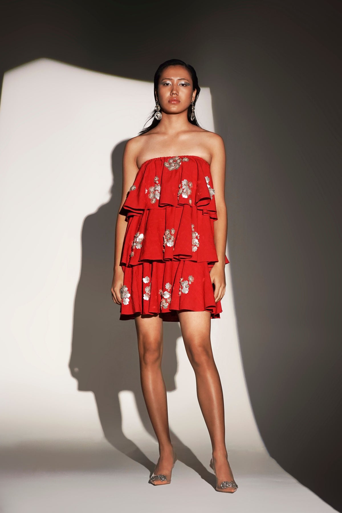 Red Layered Tube Dress