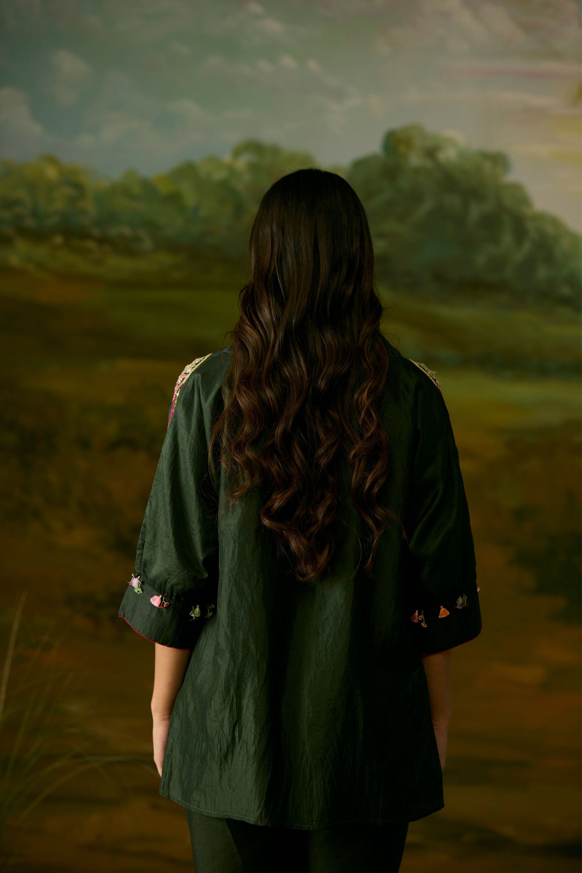 Forest Green Embroidered Top
