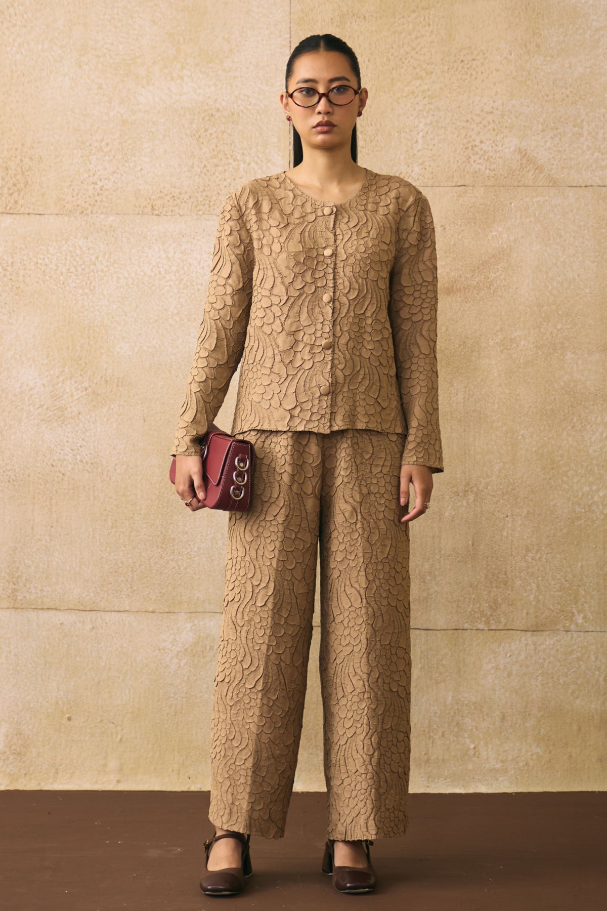 Beige Elnia Co-ord Set