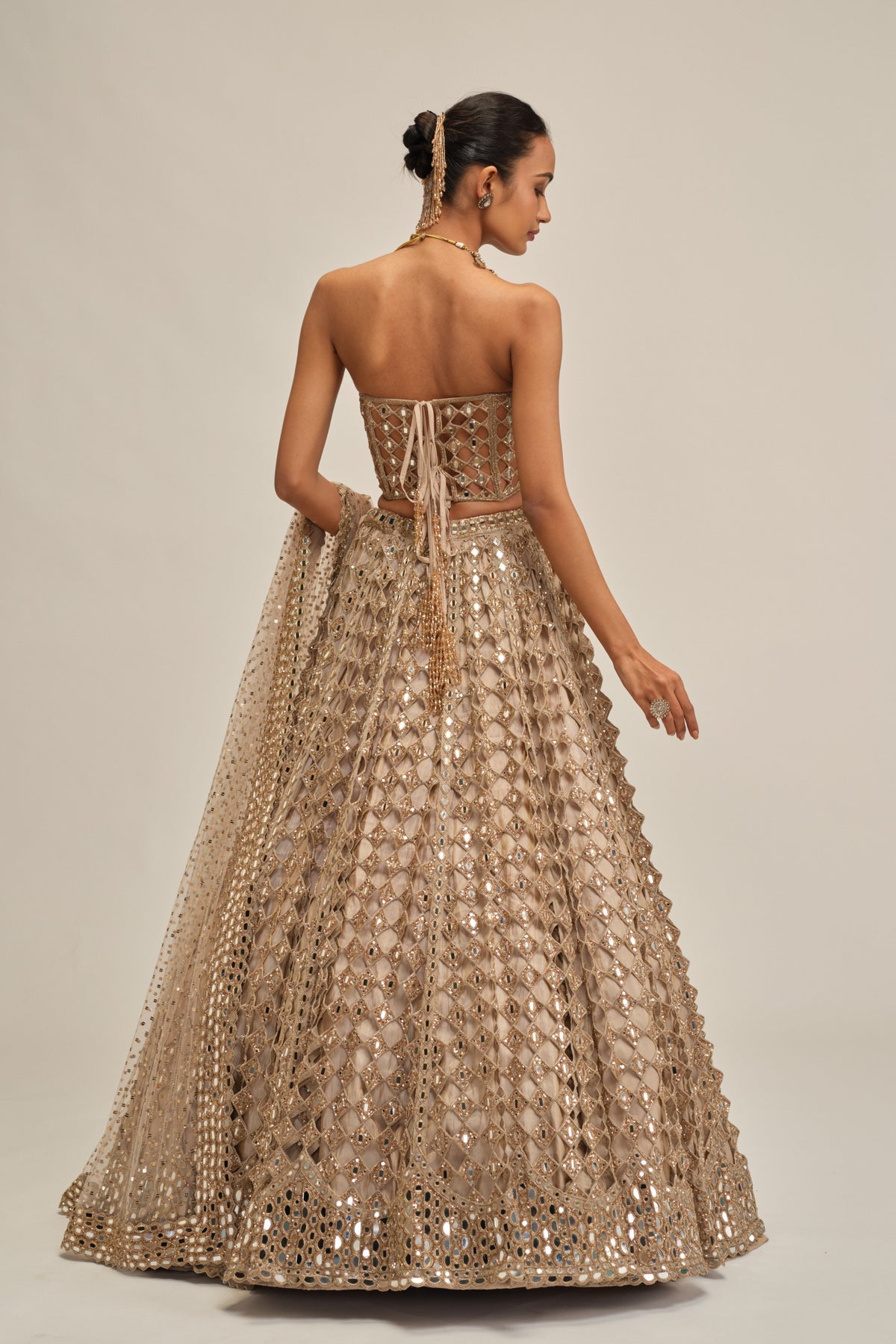 Light Beige Mirror Lehenga Set