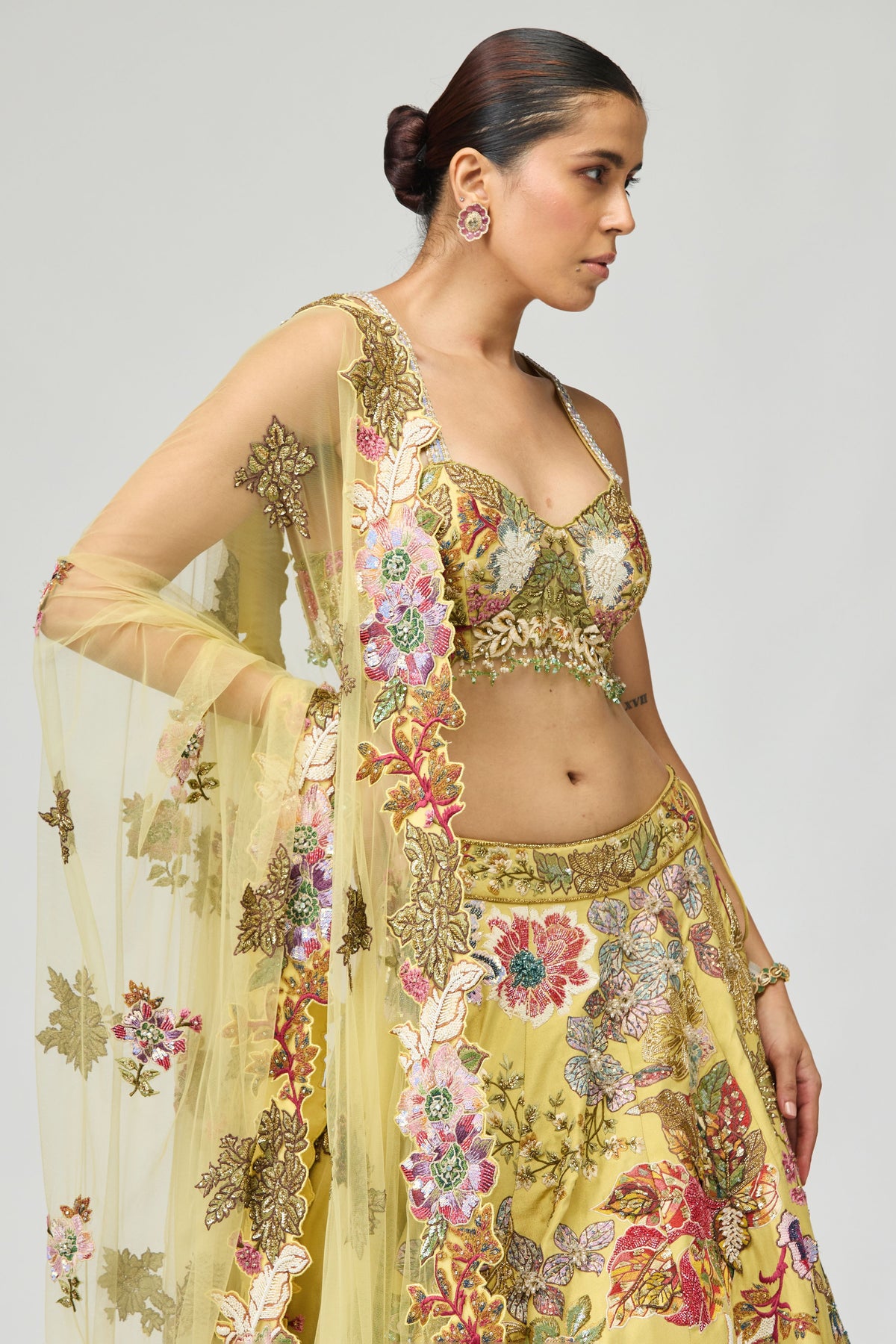 Multi Color Embroidered Lehenga Set