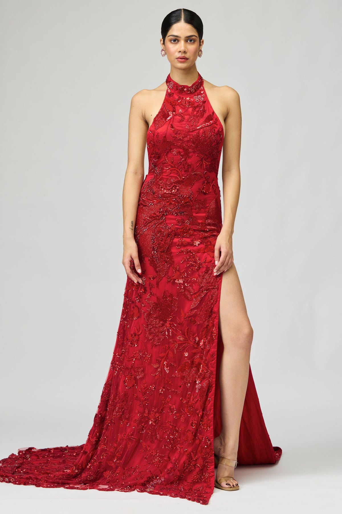 Red Embellished Gown