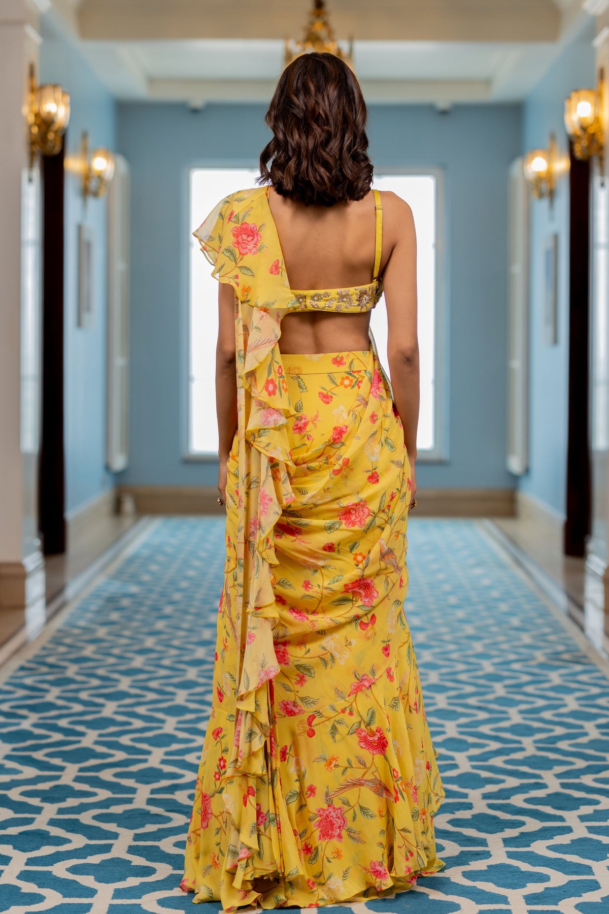 Sayuri Yellow Drape Saree Set
