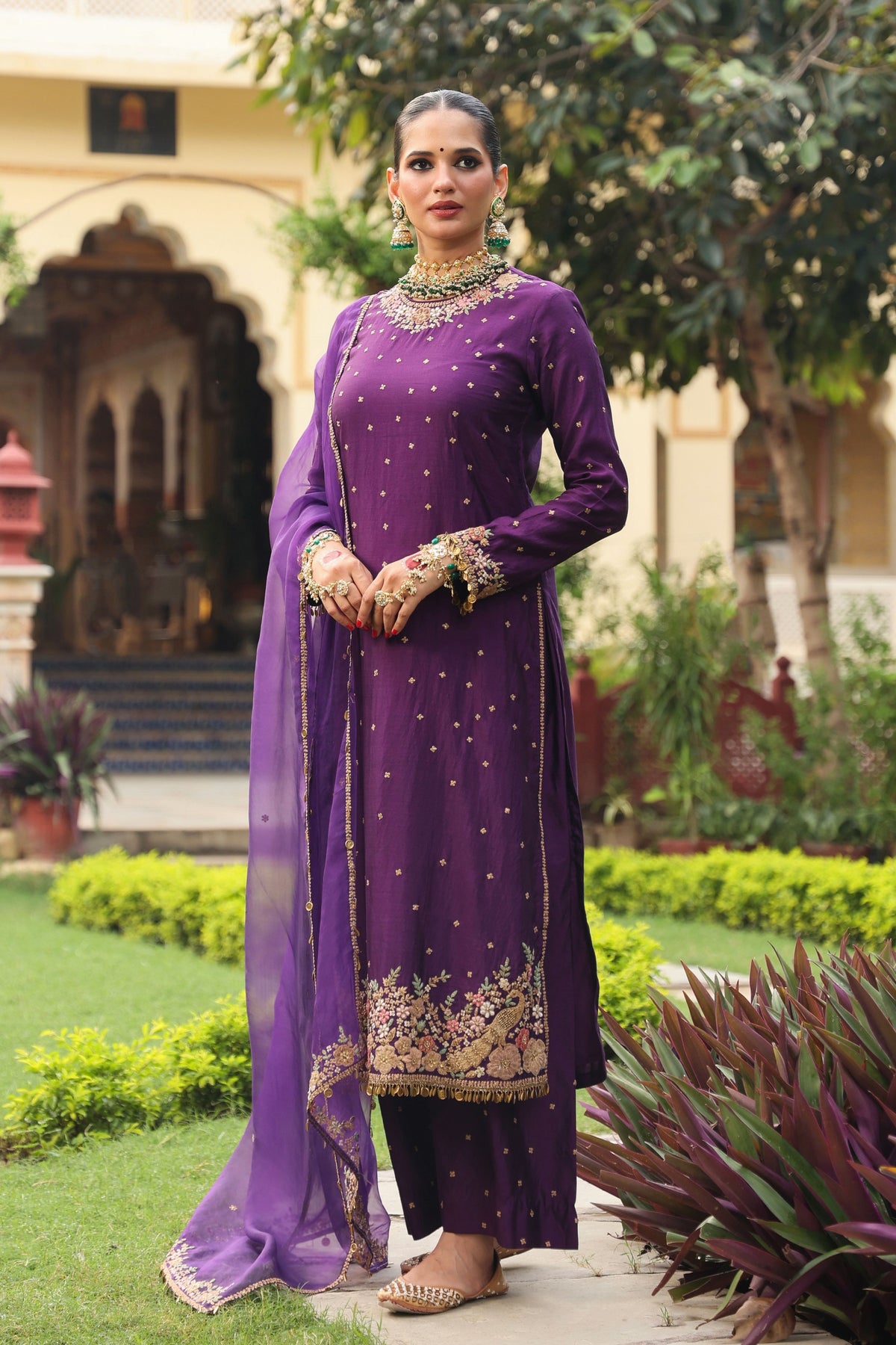 Ahista Purple Applique Kurta Set