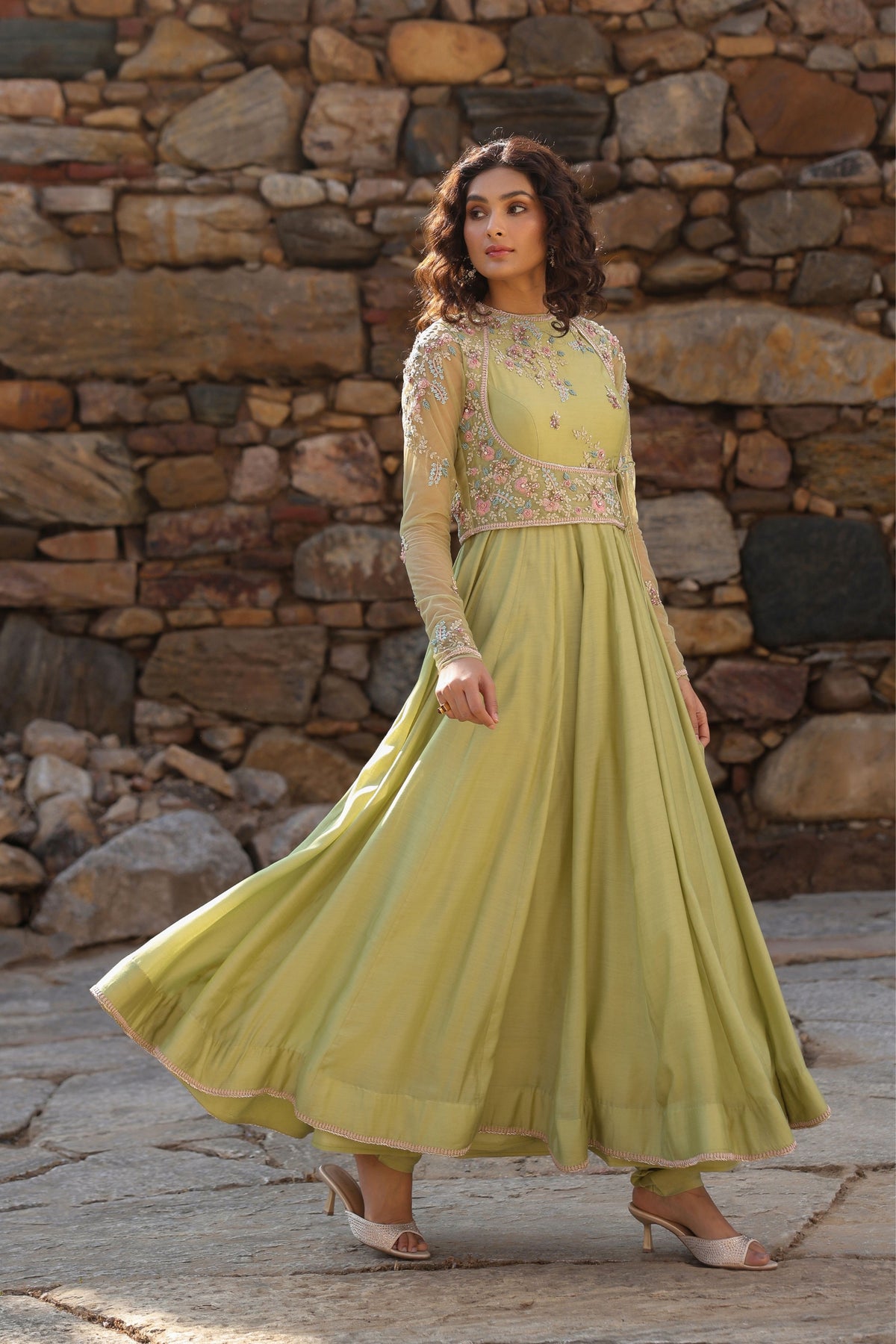 Vaayu Green Koti Anarkali Set
