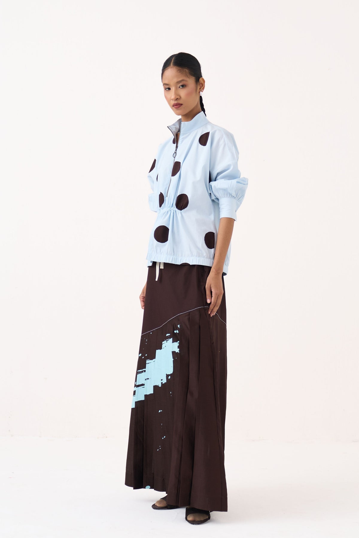 Splash Print Pleated Skirt Set