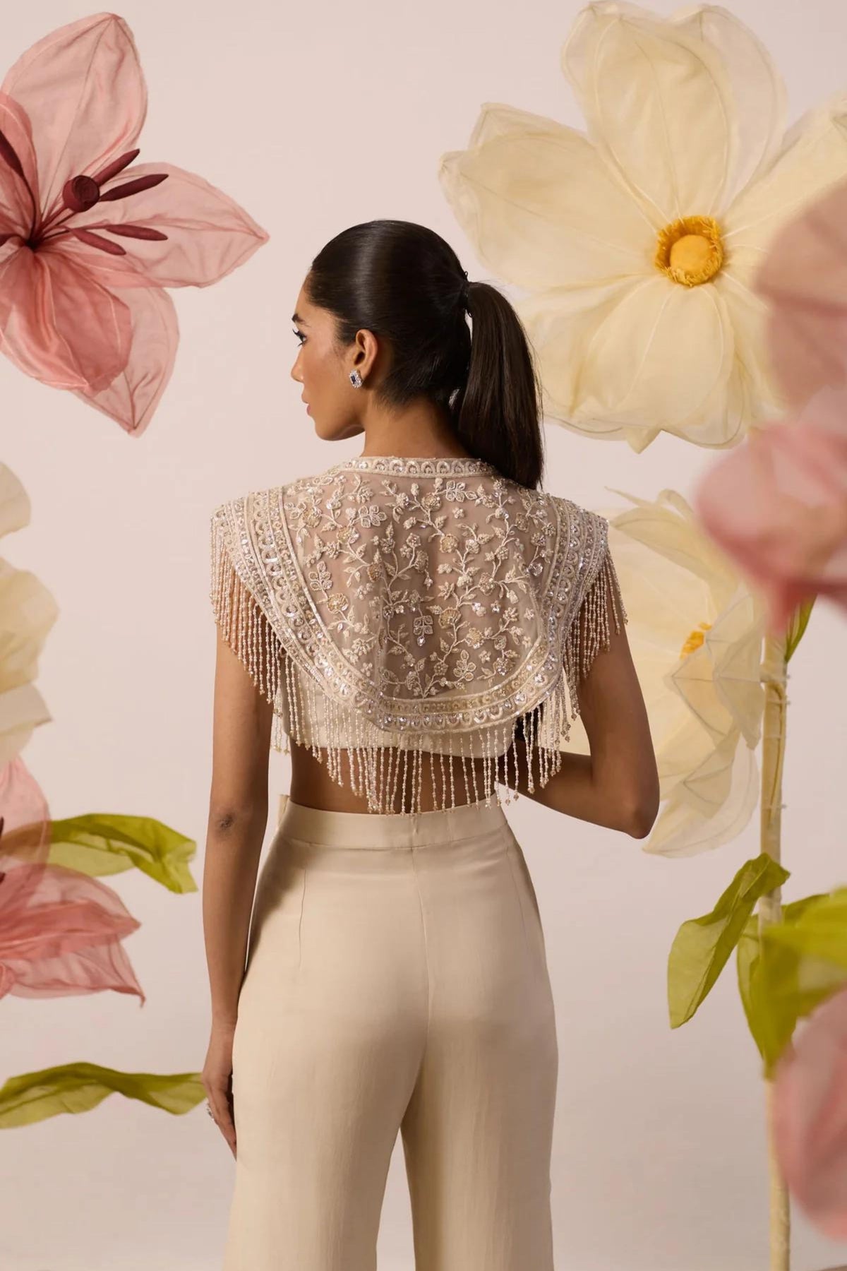 Ivory Bustier And Cepe With Pants