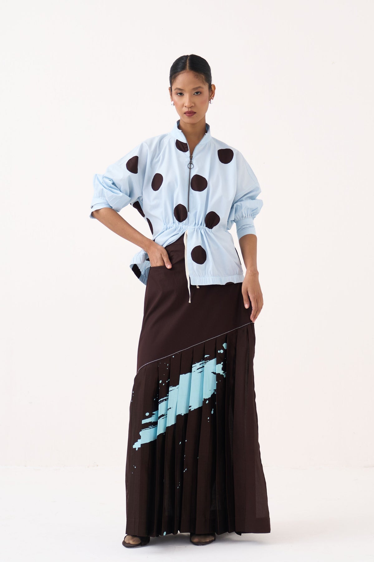 Splash Print Pleated Skirt