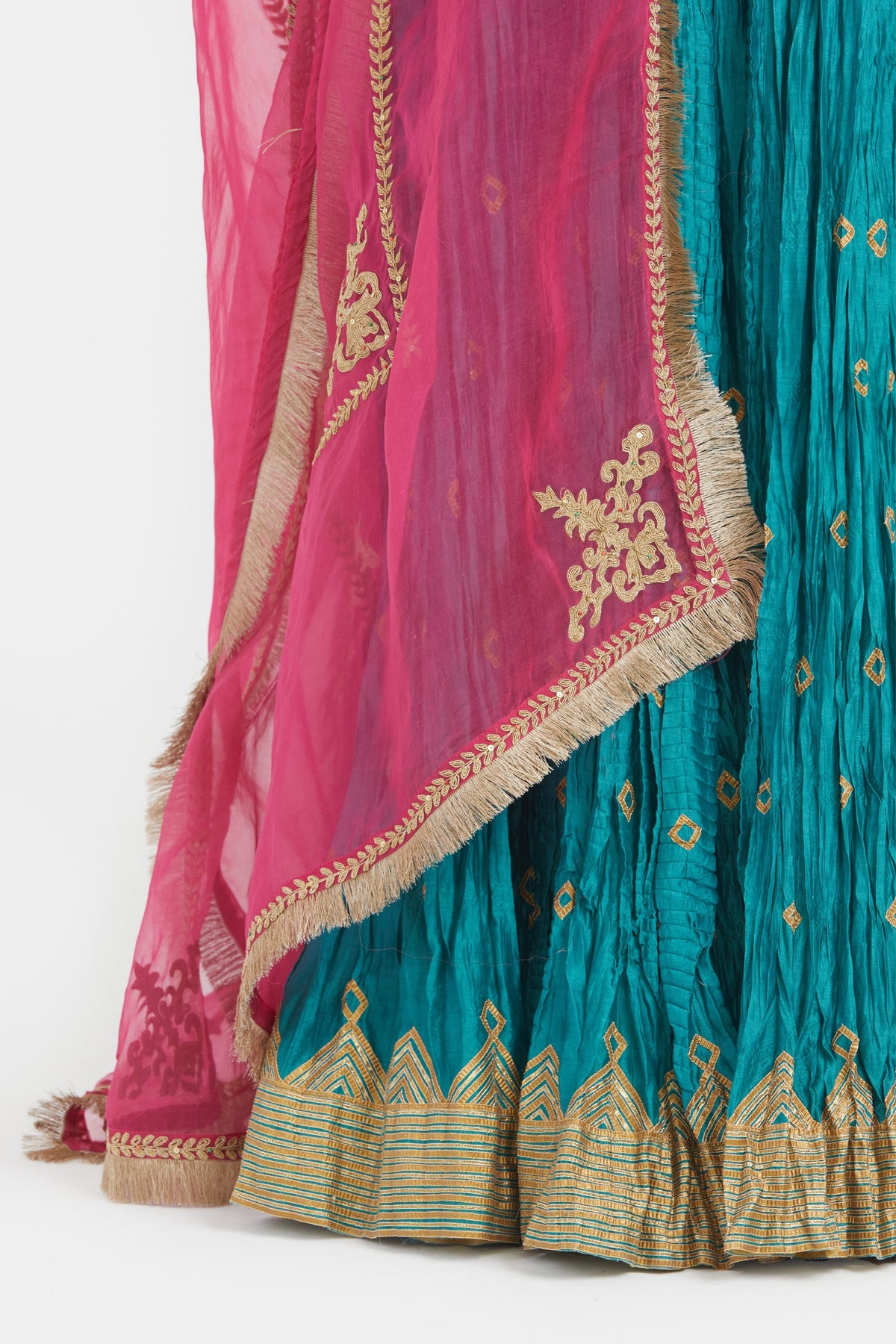 Blue Chanderi Lehenga Set