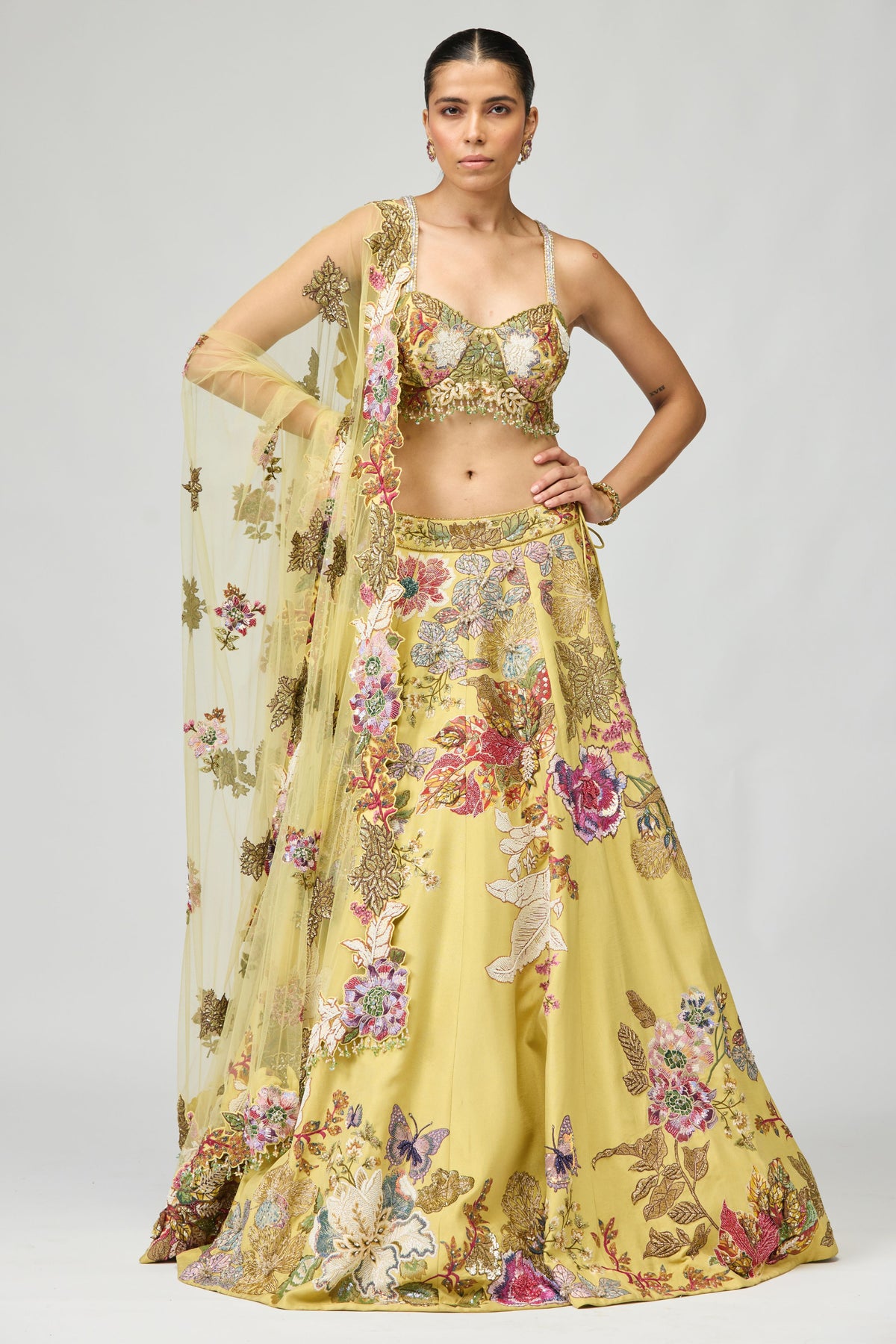 Multi Color Embroidered Lehenga Set
