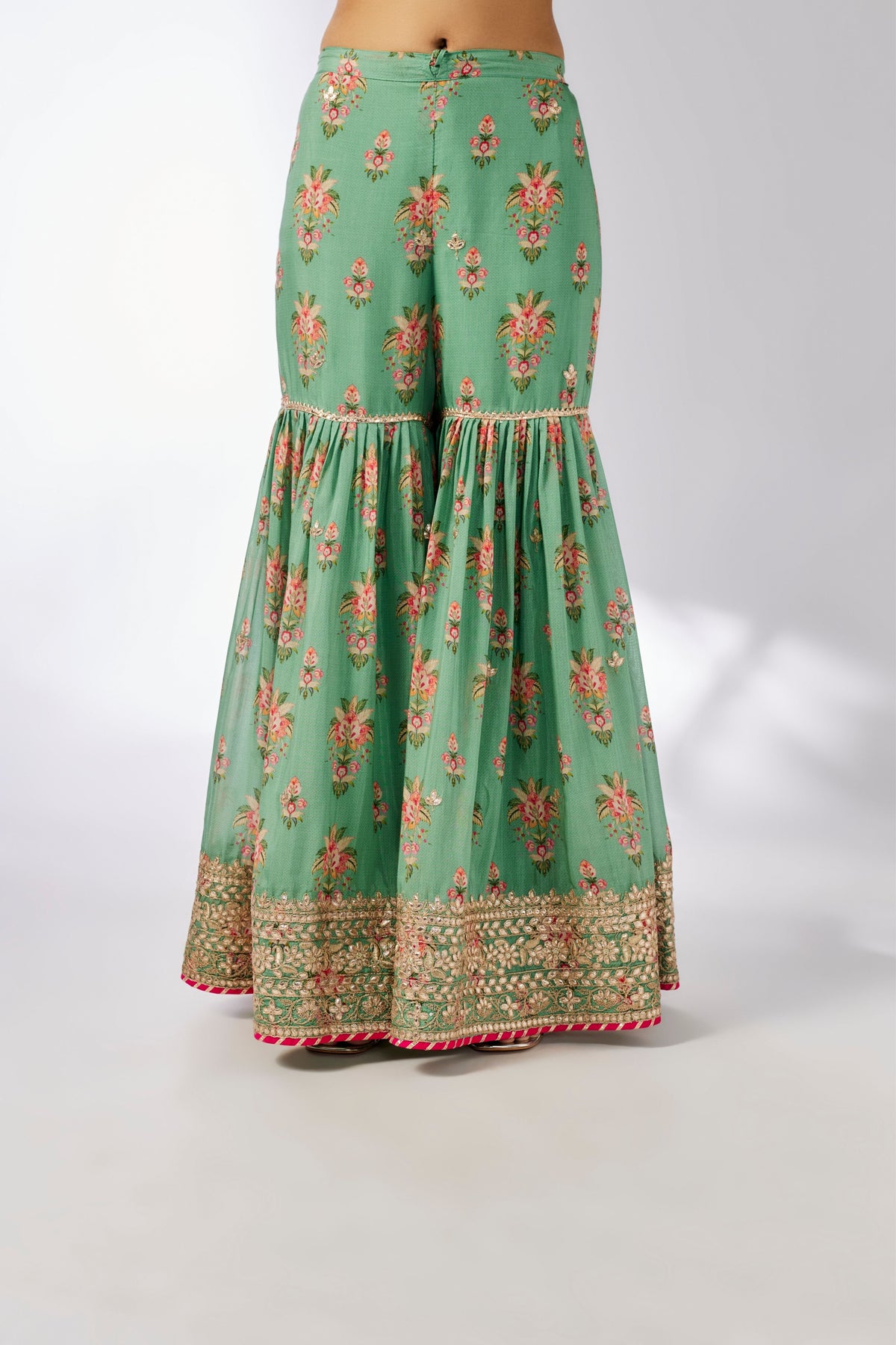 Mint Dhriti Sleeveless Sharara Set