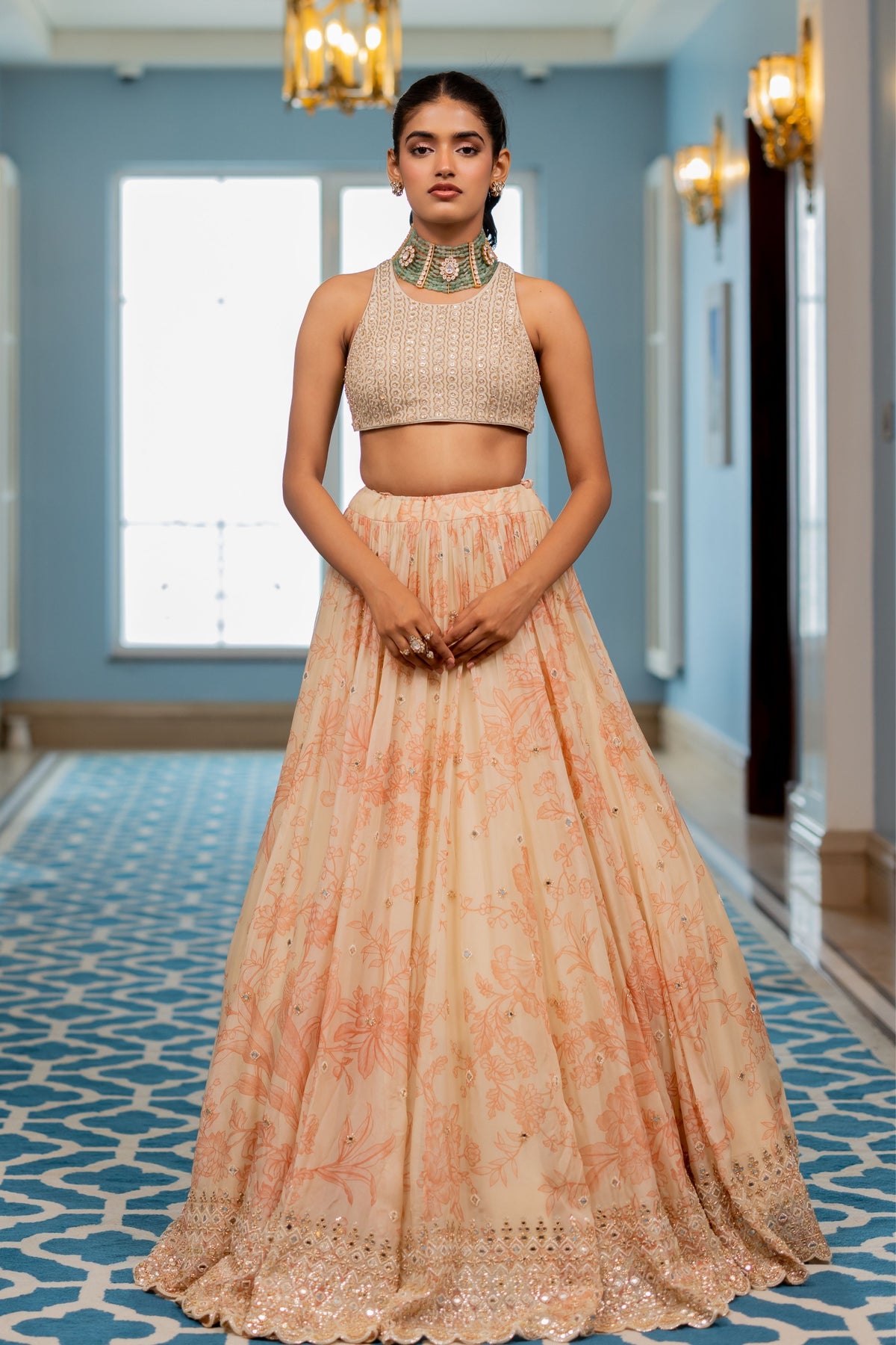 Saki Lehenga Set in Peach