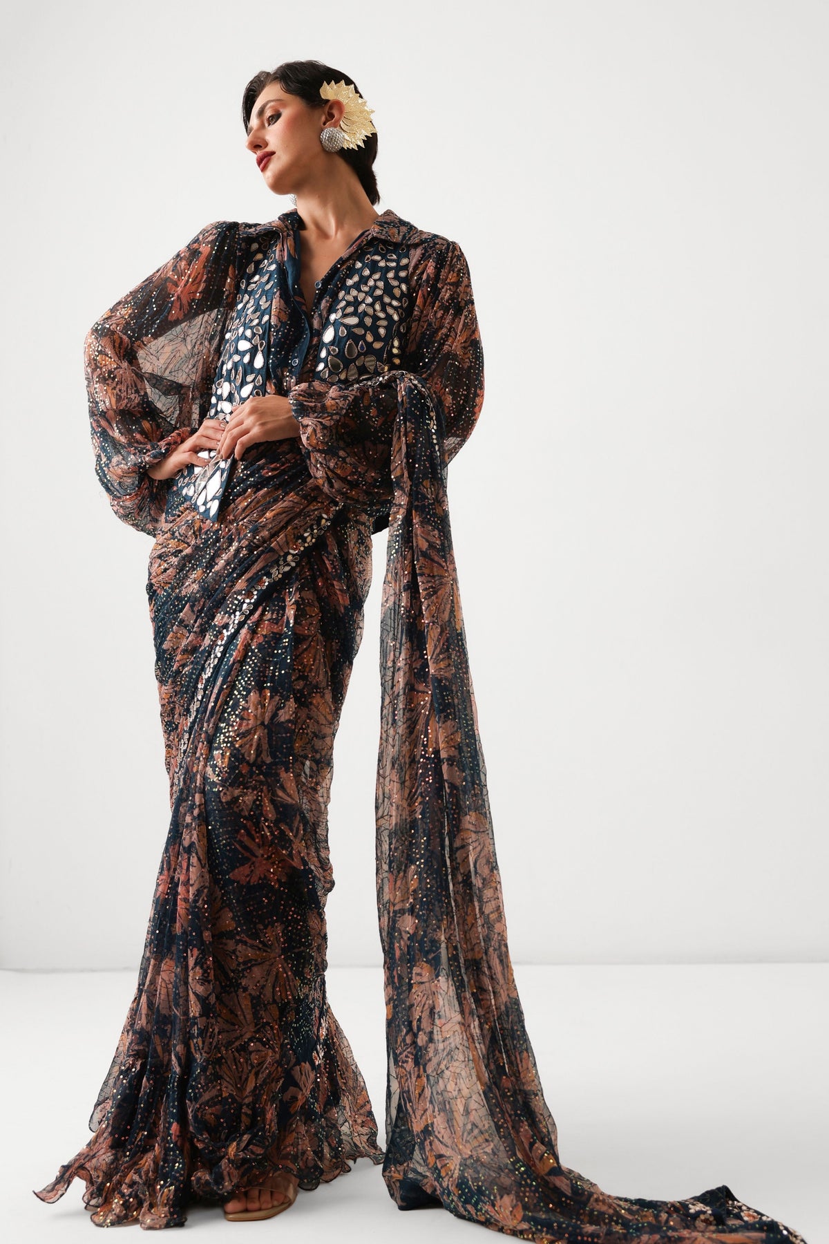 Prussian Sheesha Koti Saree