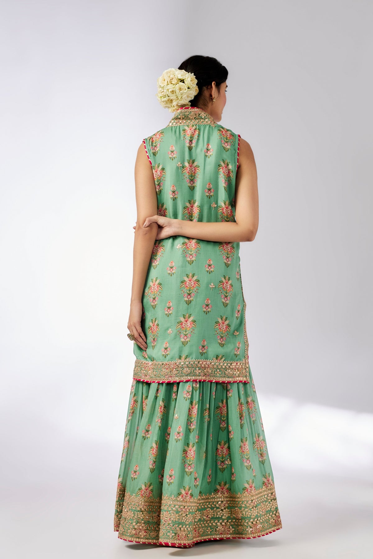 Mint Dhriti Sleeveless Sharara Set