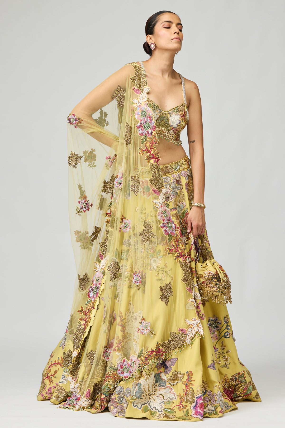 Multi Color Embroidered Lehenga Set