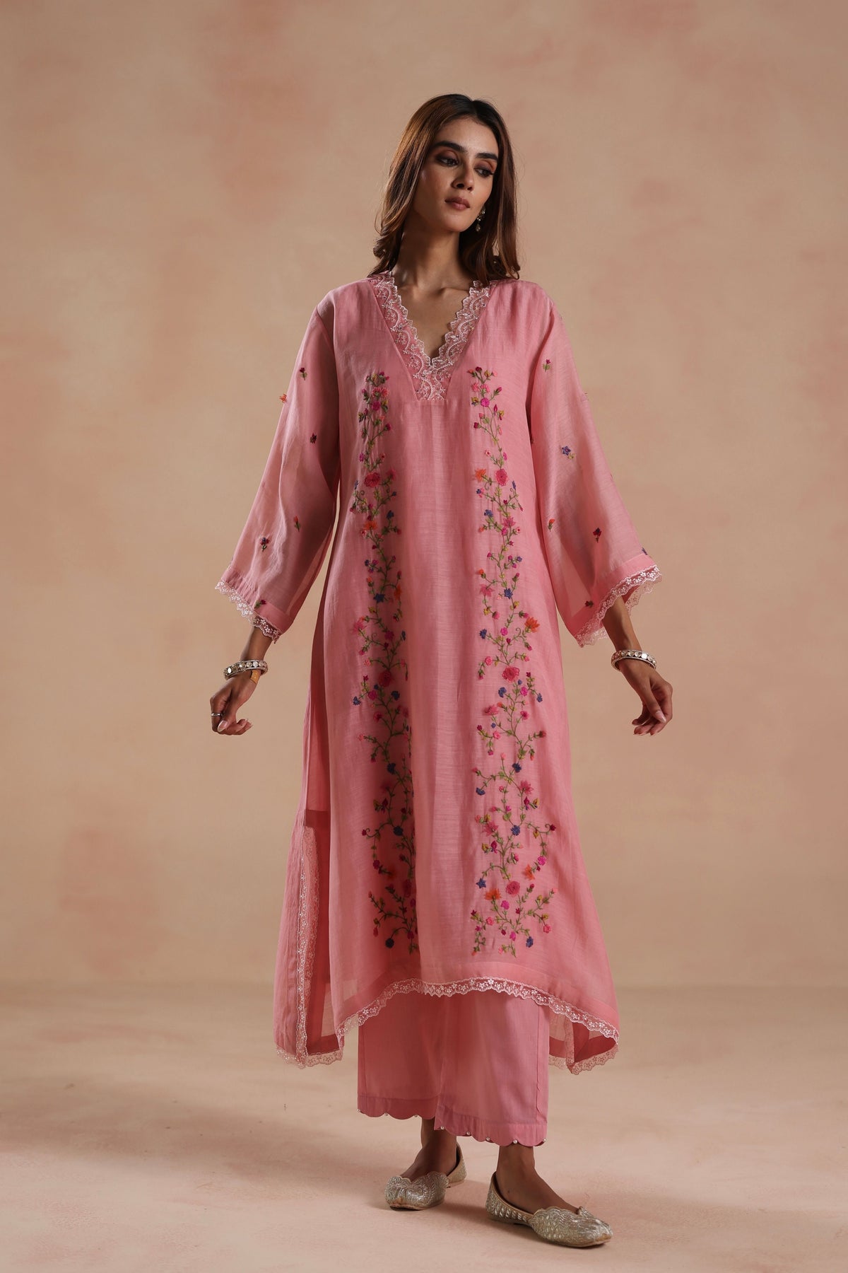 Evara Peach Kurta Set